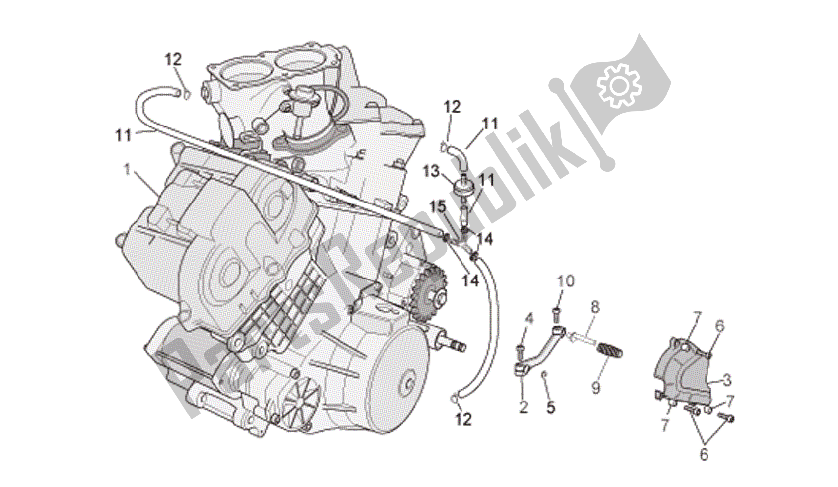 Toutes les pièces pour le Moteur du Aprilia RSV Tuono Factory 3985 1000 2006 - 2009