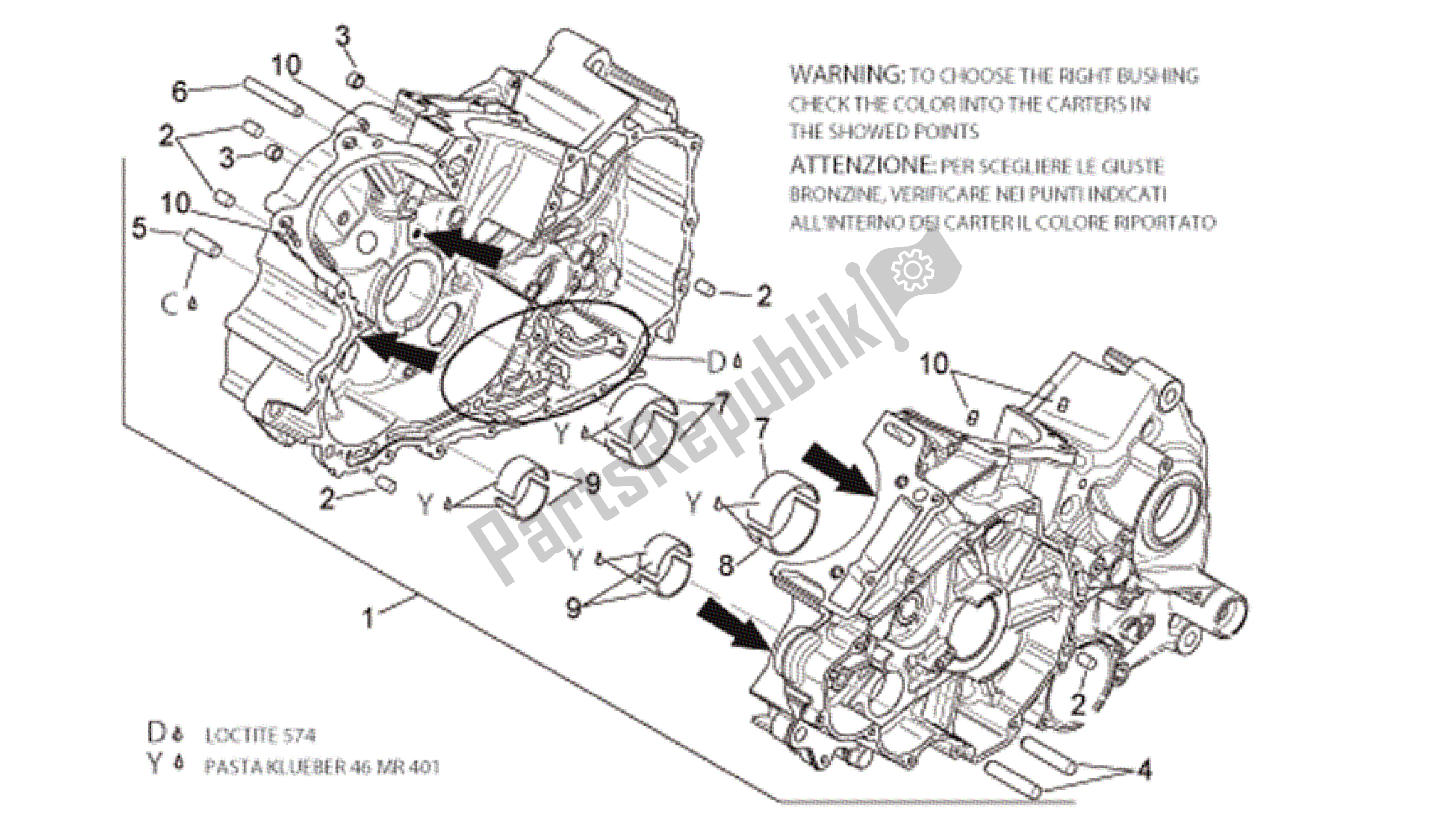 All parts for the Crankcases I of the Aprilia RSV Tuono Factory 3985 1000 2006 - 2009