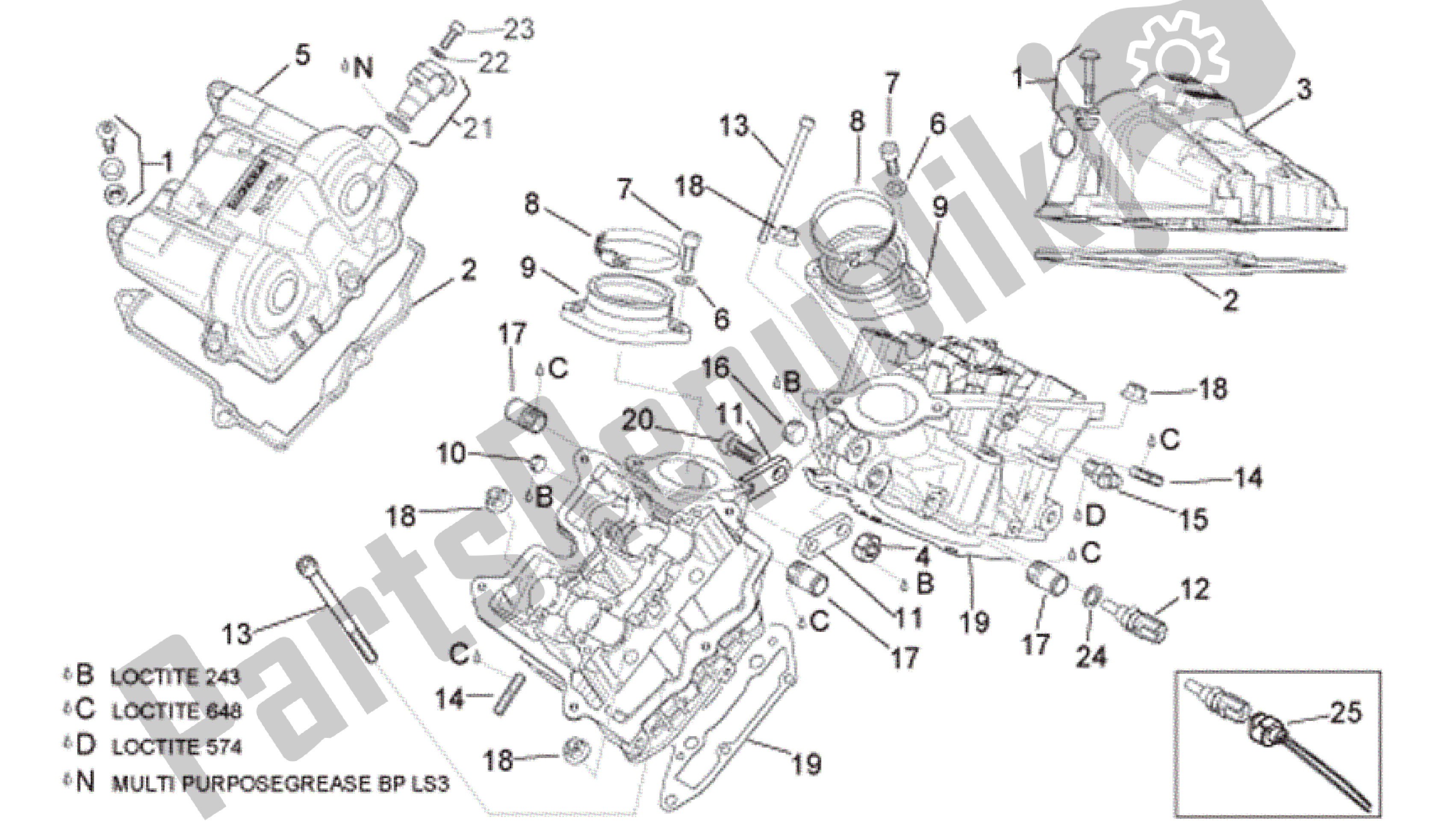 Toutes les pièces pour le Couvercle De Soupape du Aprilia RSV Tuono Factory 3985 1000 2006 - 2009