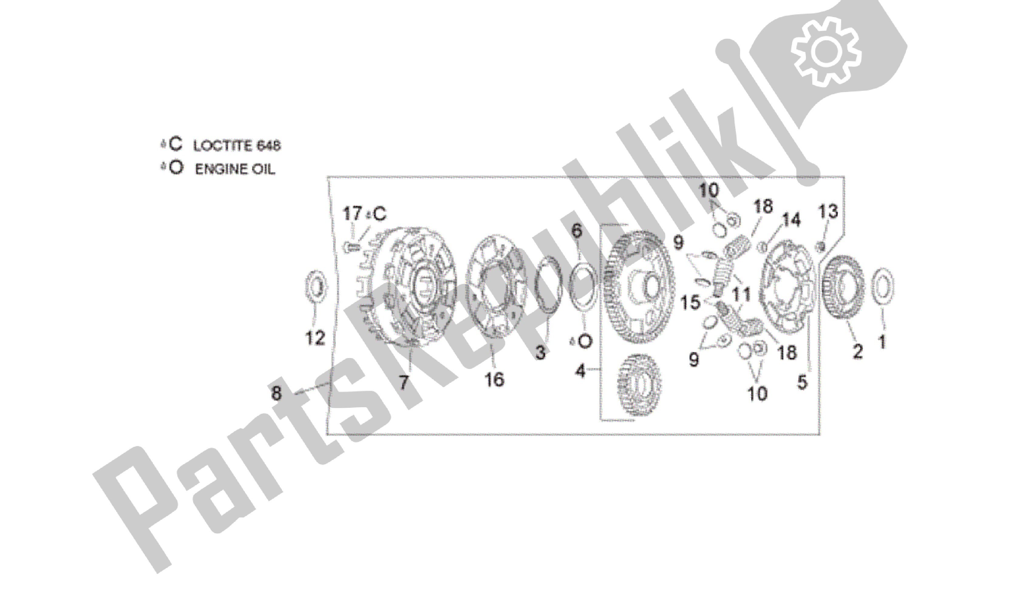 Toutes les pièces pour le Embrayage Ii du Aprilia RSV Tuono Factory 3985 1000 2006 - 2009