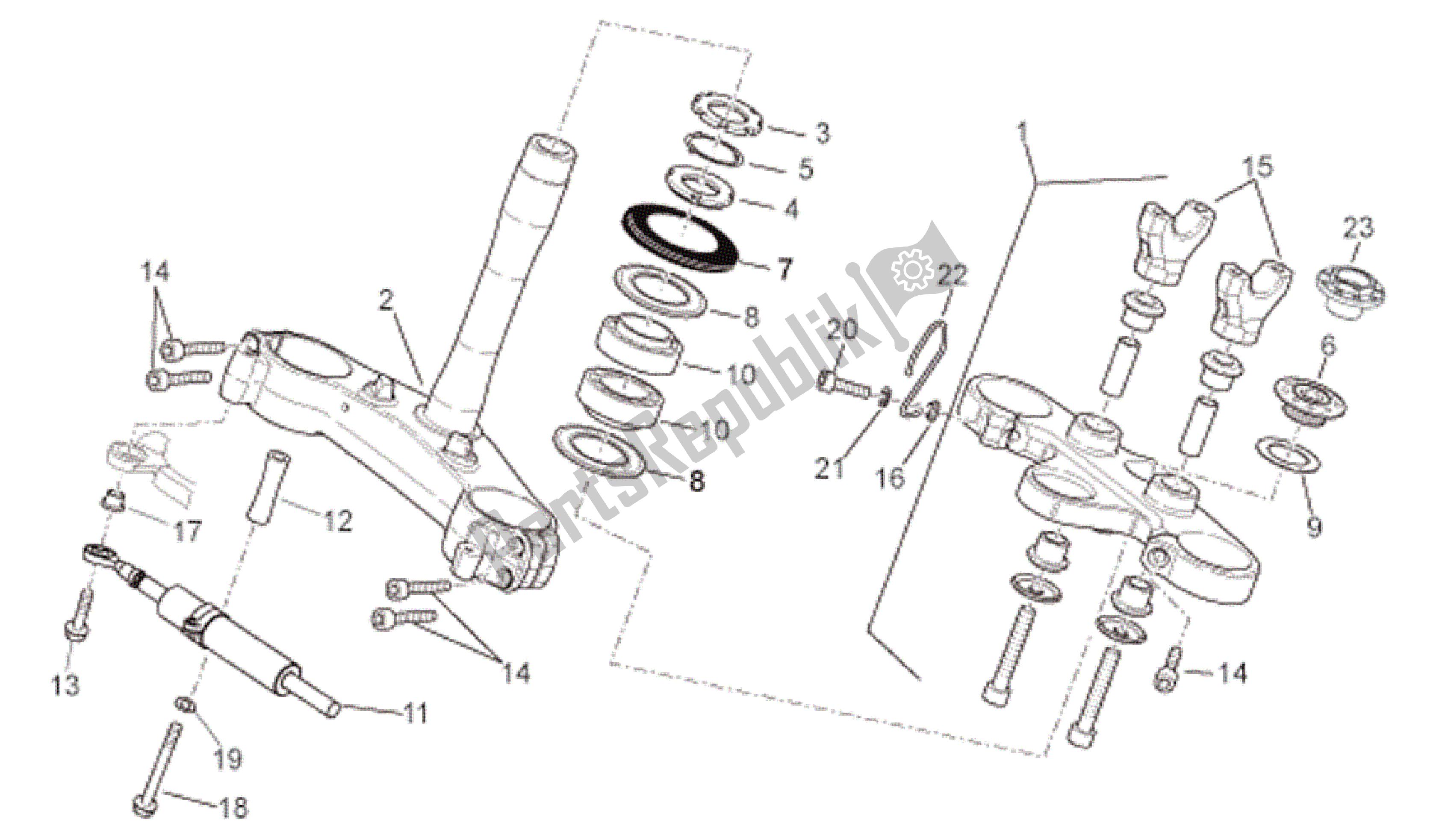 All parts for the Steering of the Aprilia RSV Tuono Factory 3985 1000 2006 - 2009