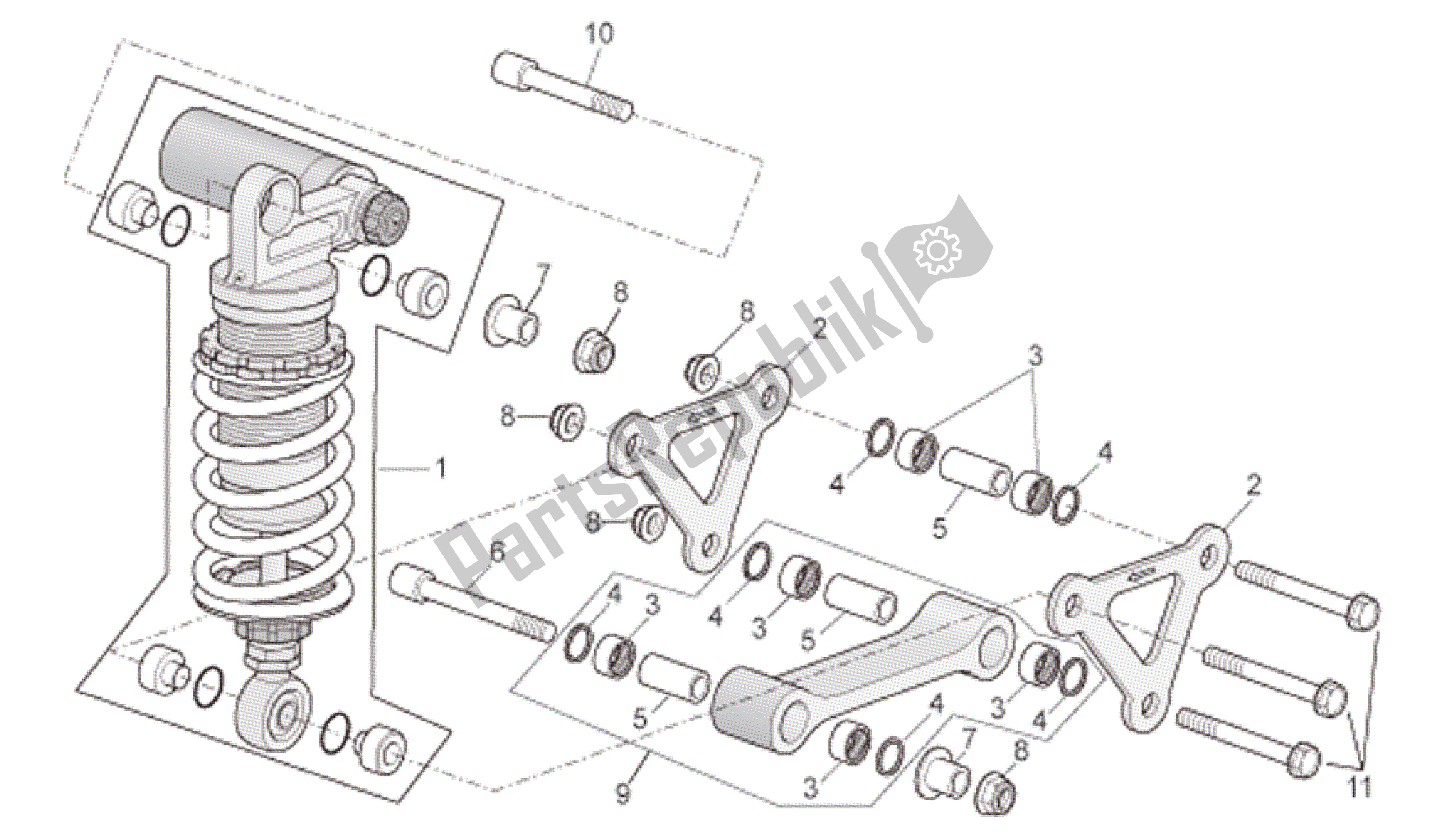 All parts for the Connecting Rod - Rear Shock Abs. Of the Aprilia RSV Tuono Factory 3985 1000 2006 - 2009