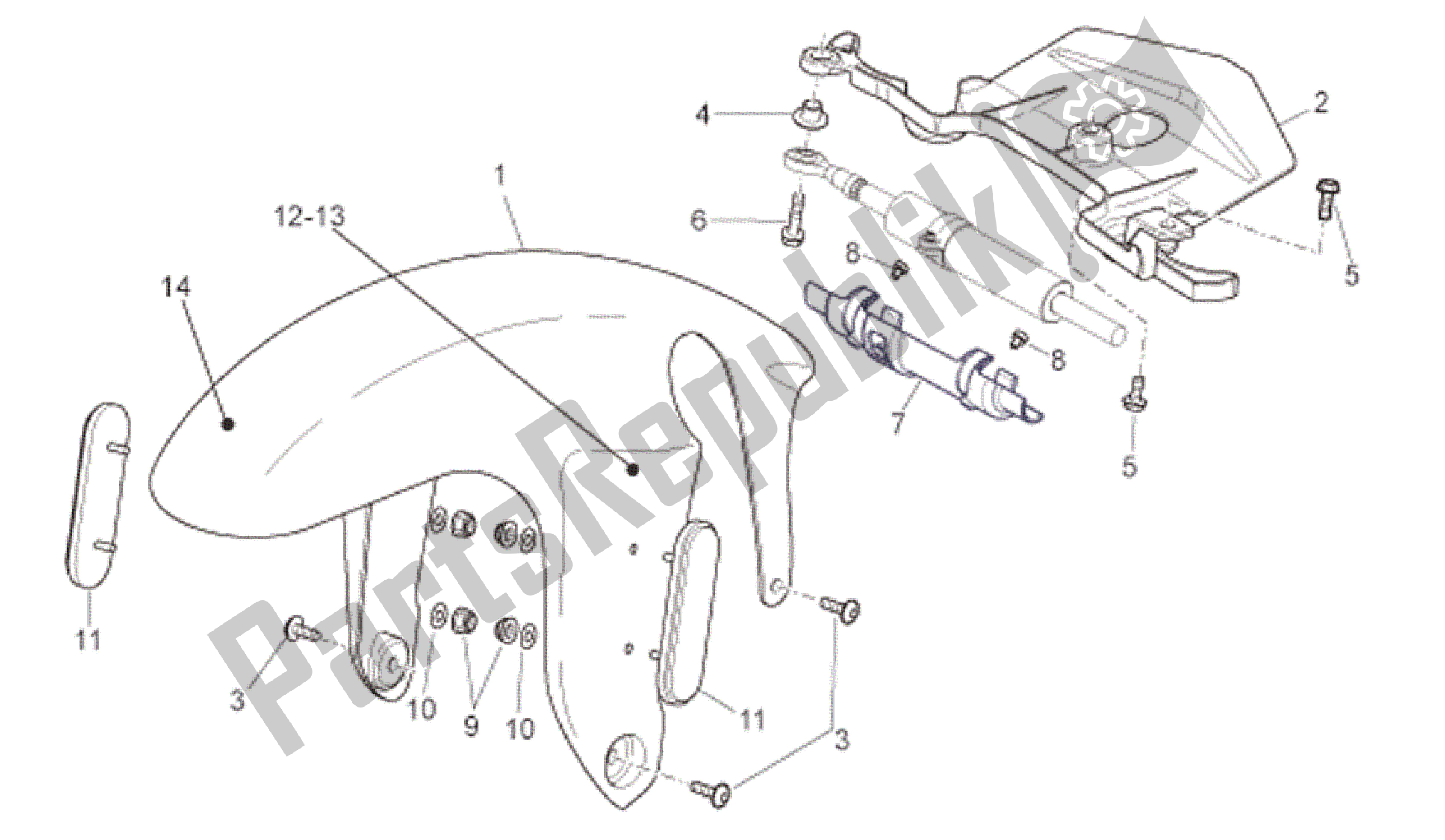 Todas as partes de Corpo Dianteiro - Guarda-lamas Dianteiro do Aprilia RSV Tuono Factory 3985 1000 2006 - 2009