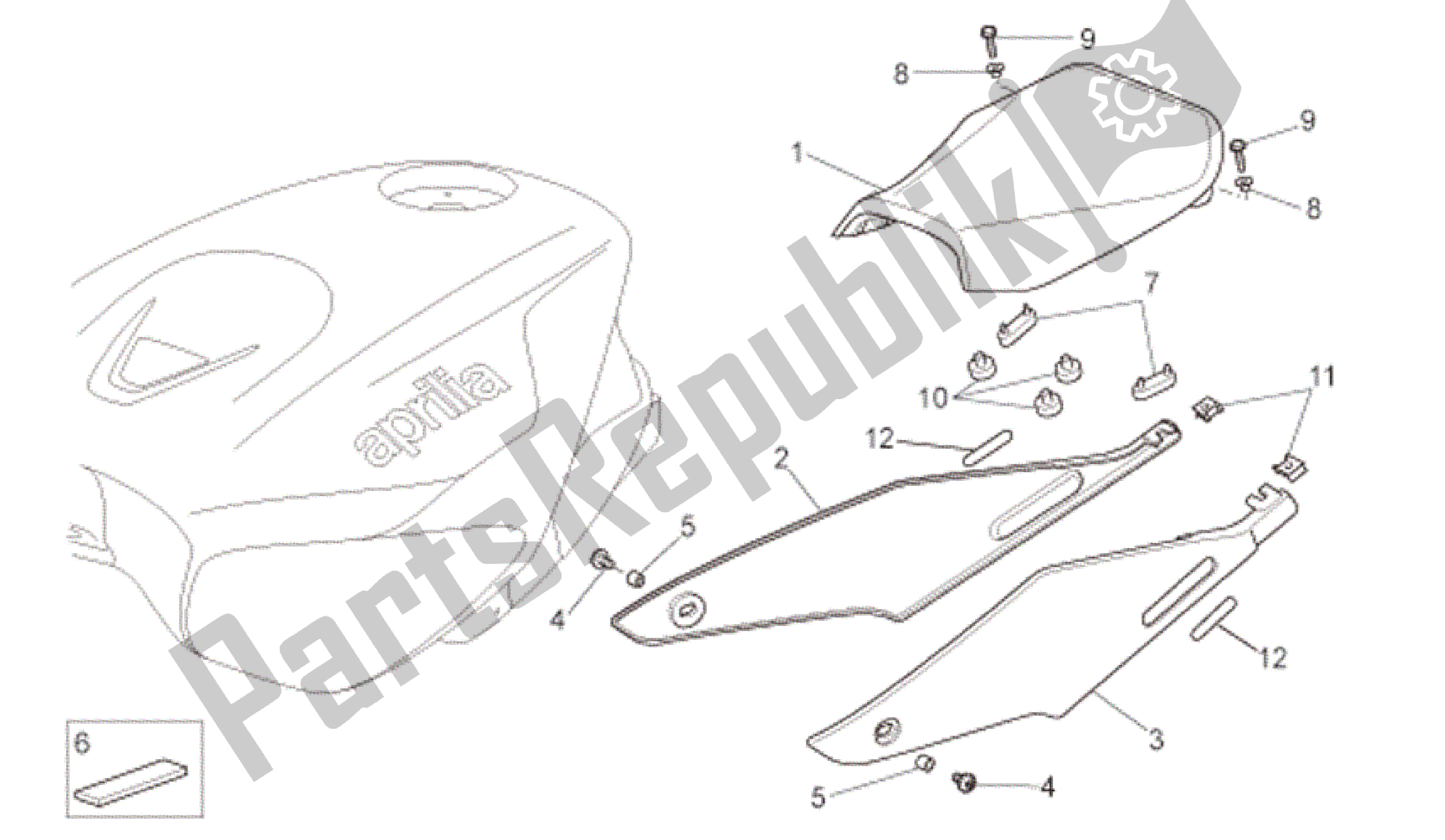 Todas las partes para Ensillar de Aprilia RSV Tuono Factory 3985 1000 2006 - 2009