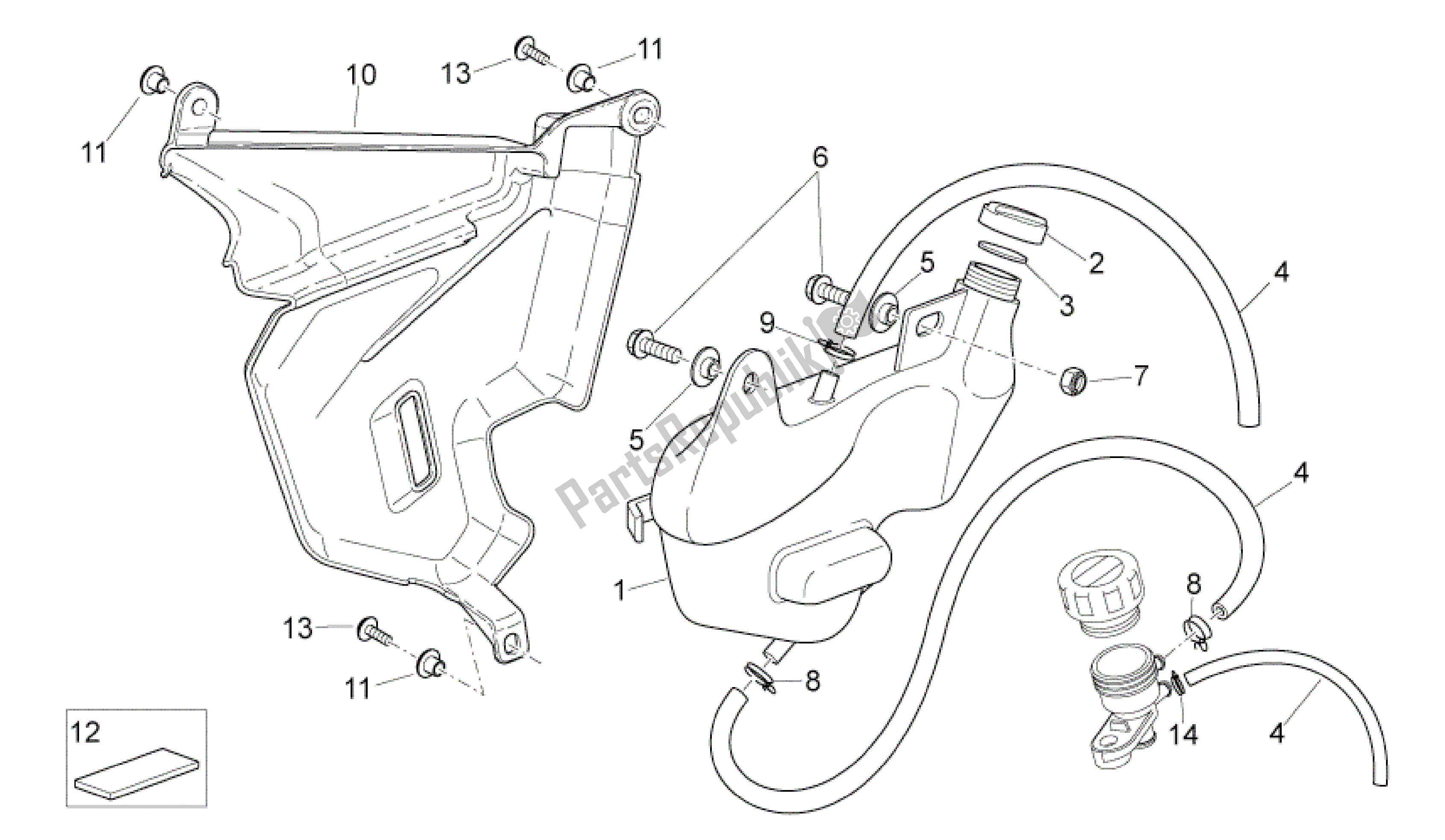 Todas las partes para Tanque De Expansión de Aprilia RSV Tuono Factory 3985 1000 2006 - 2009