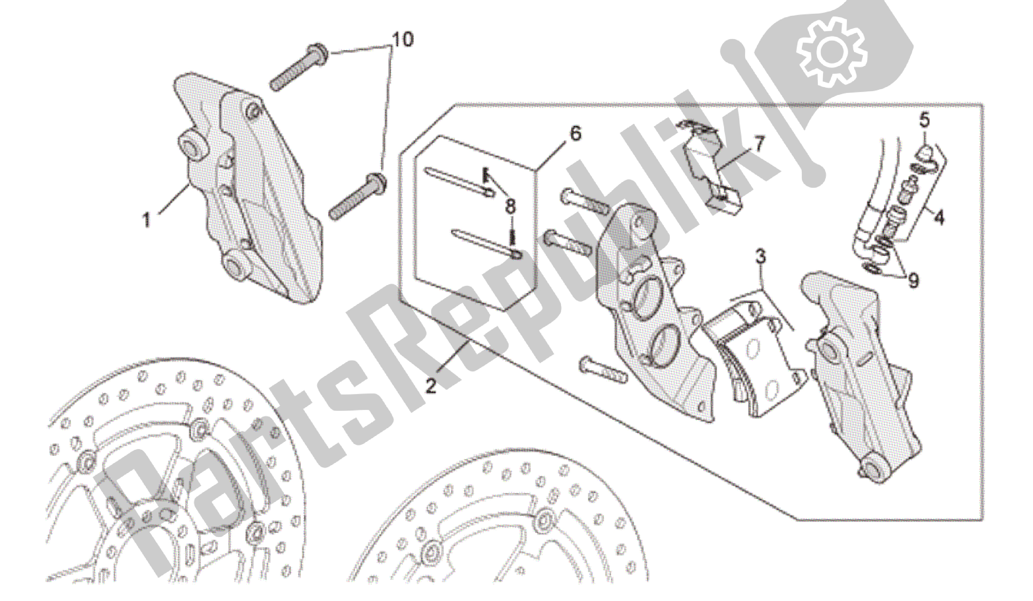 Alle Teile für das Bremssattel Vorne Ii des Aprilia RSV Tuono Factory 3985 1000 2006 - 2009