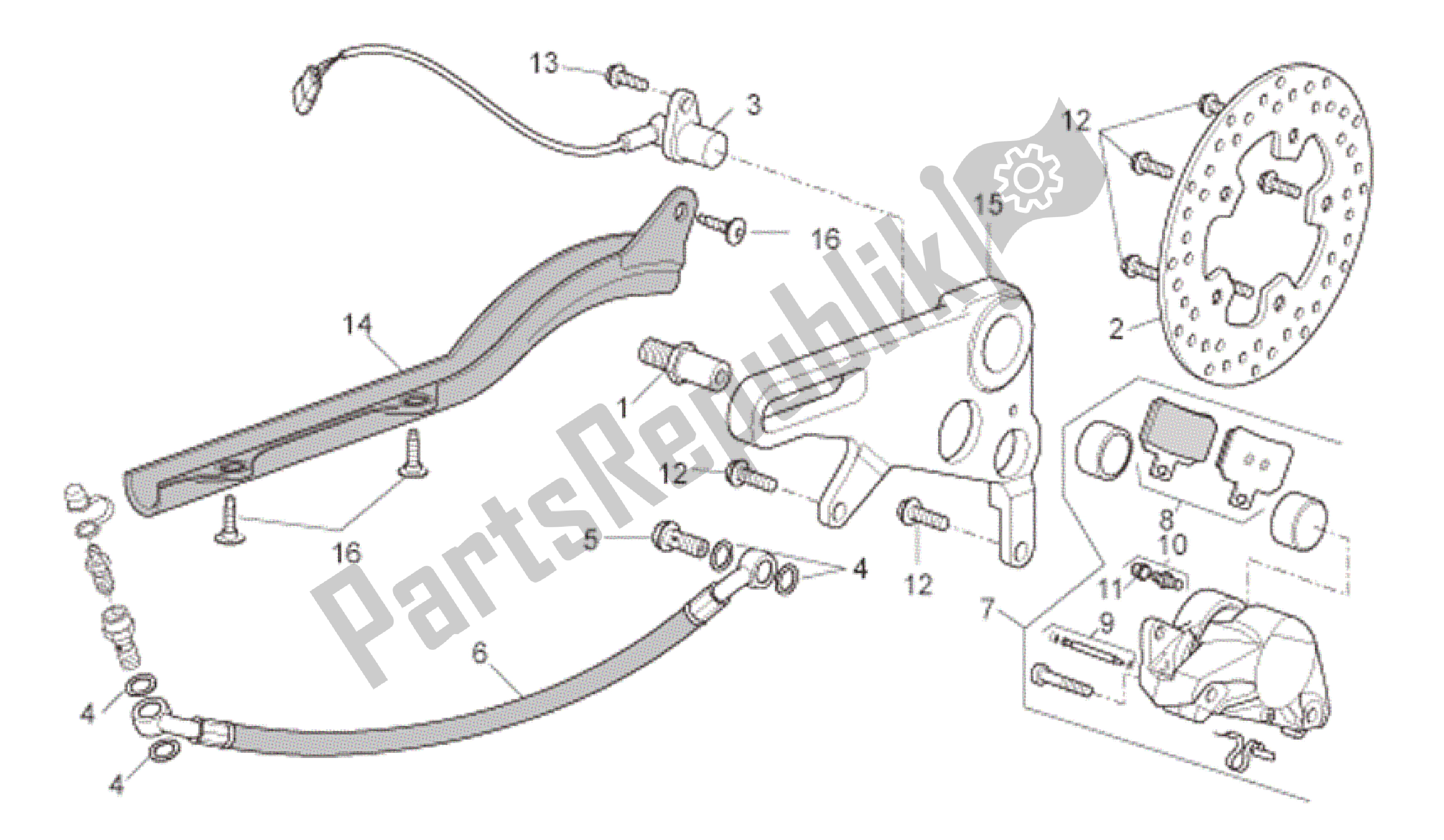All parts for the Rear Brake Caliper of the Aprilia RSV Tuono R 3985 1000 2006 - 2009
