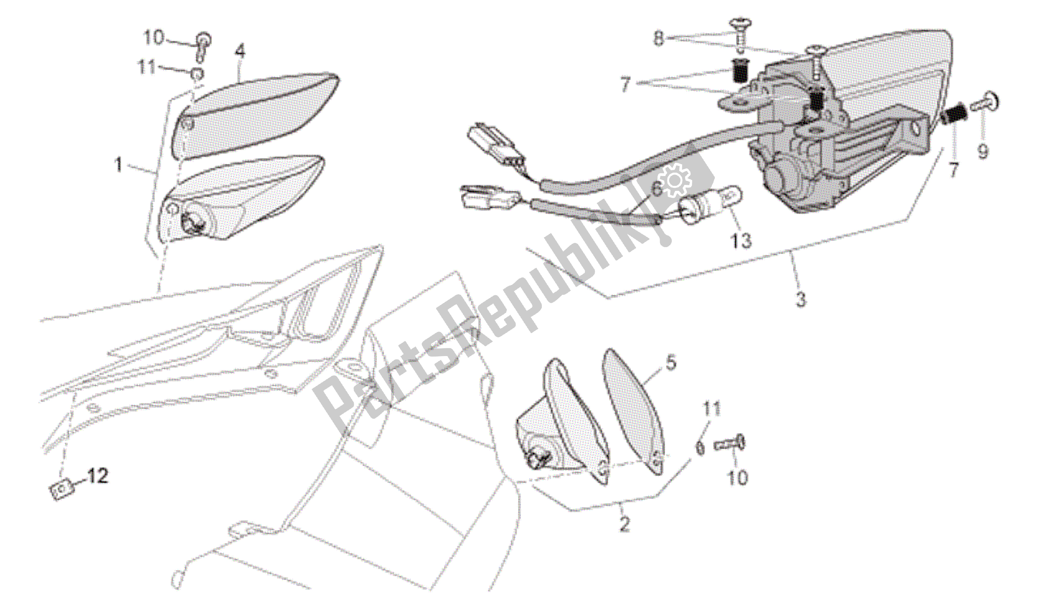 Todas las partes para Luz De La Cola de Aprilia RSV Tuono R 3985 1000 2006 - 2009