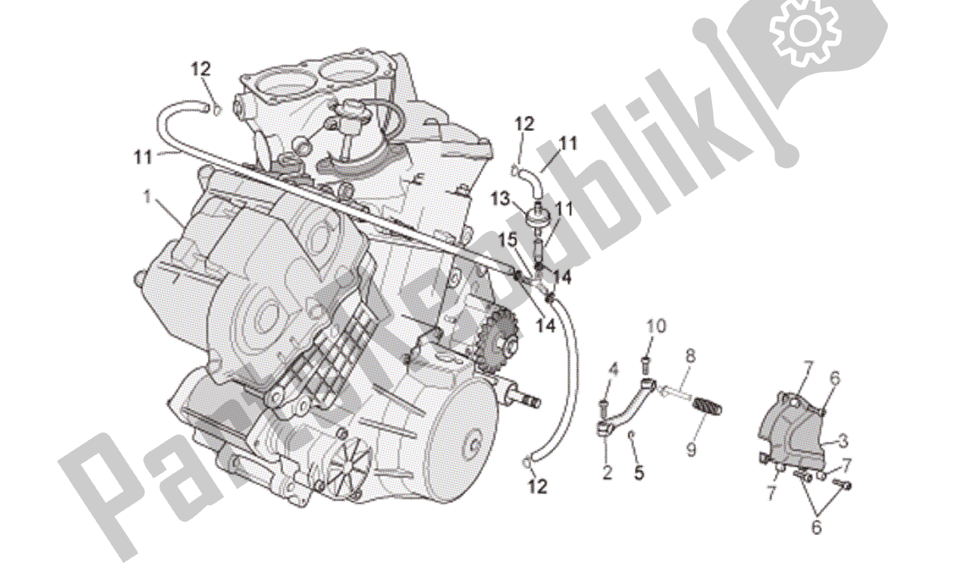 Toutes les pièces pour le Moteur du Aprilia RSV Tuono R 3985 1000 2006 - 2009