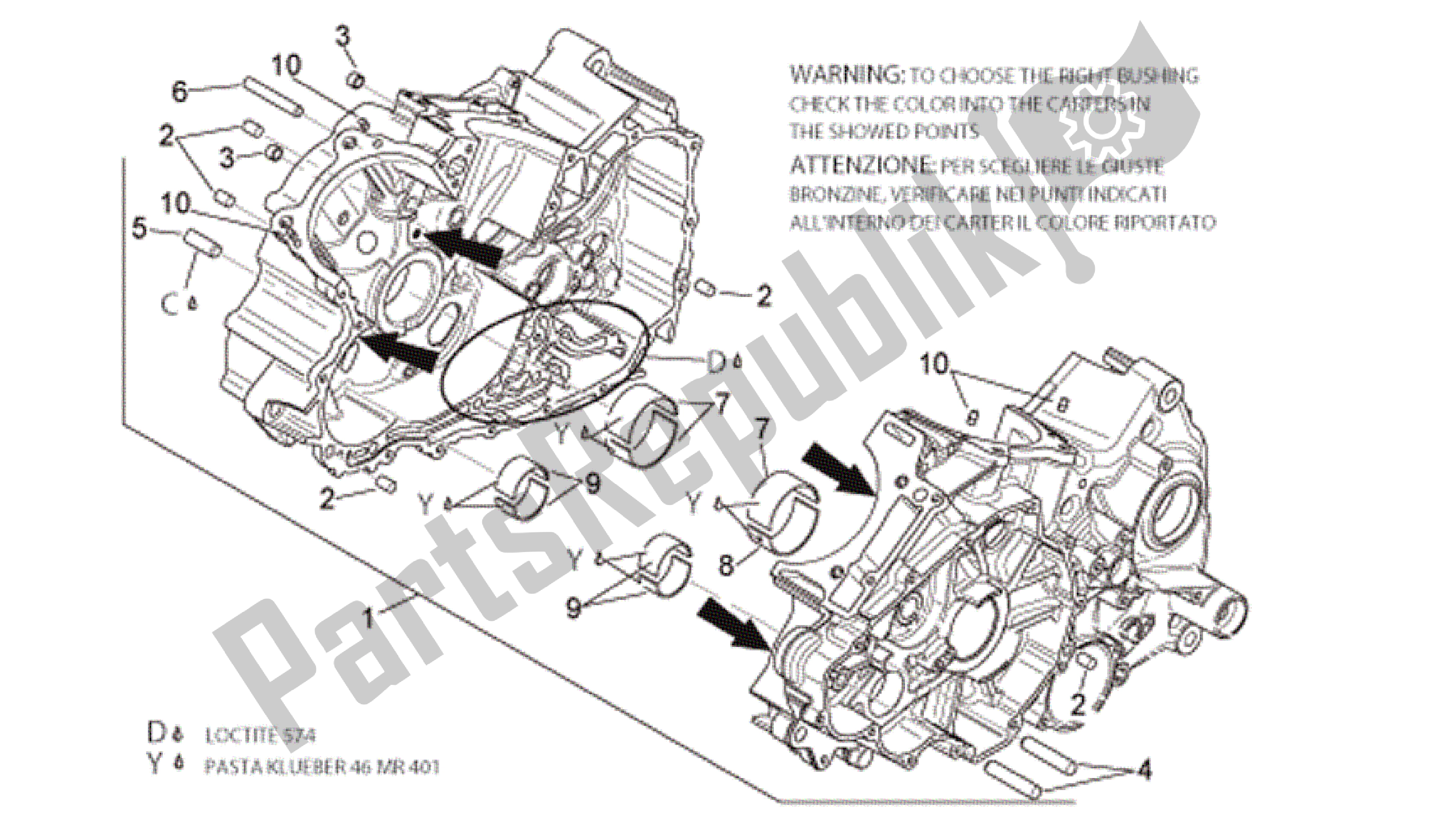 All parts for the Crankcases I of the Aprilia RSV Tuono R 3985 1000 2006 - 2009