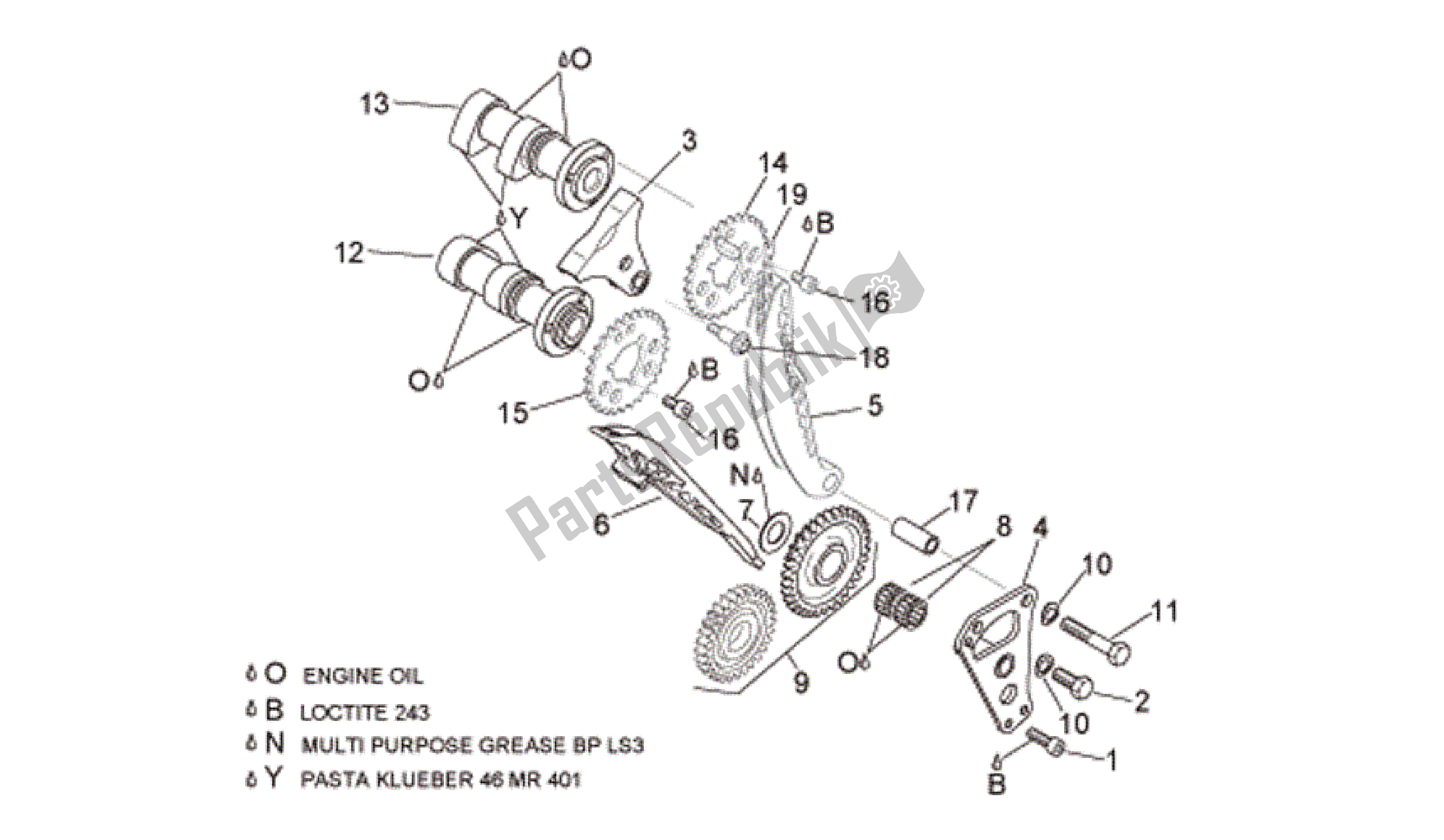 Tutte le parti per il Sistema Di Fasatura Del Cilindro Anteriore del Aprilia RSV Tuono R 3985 1000 2006 - 2009