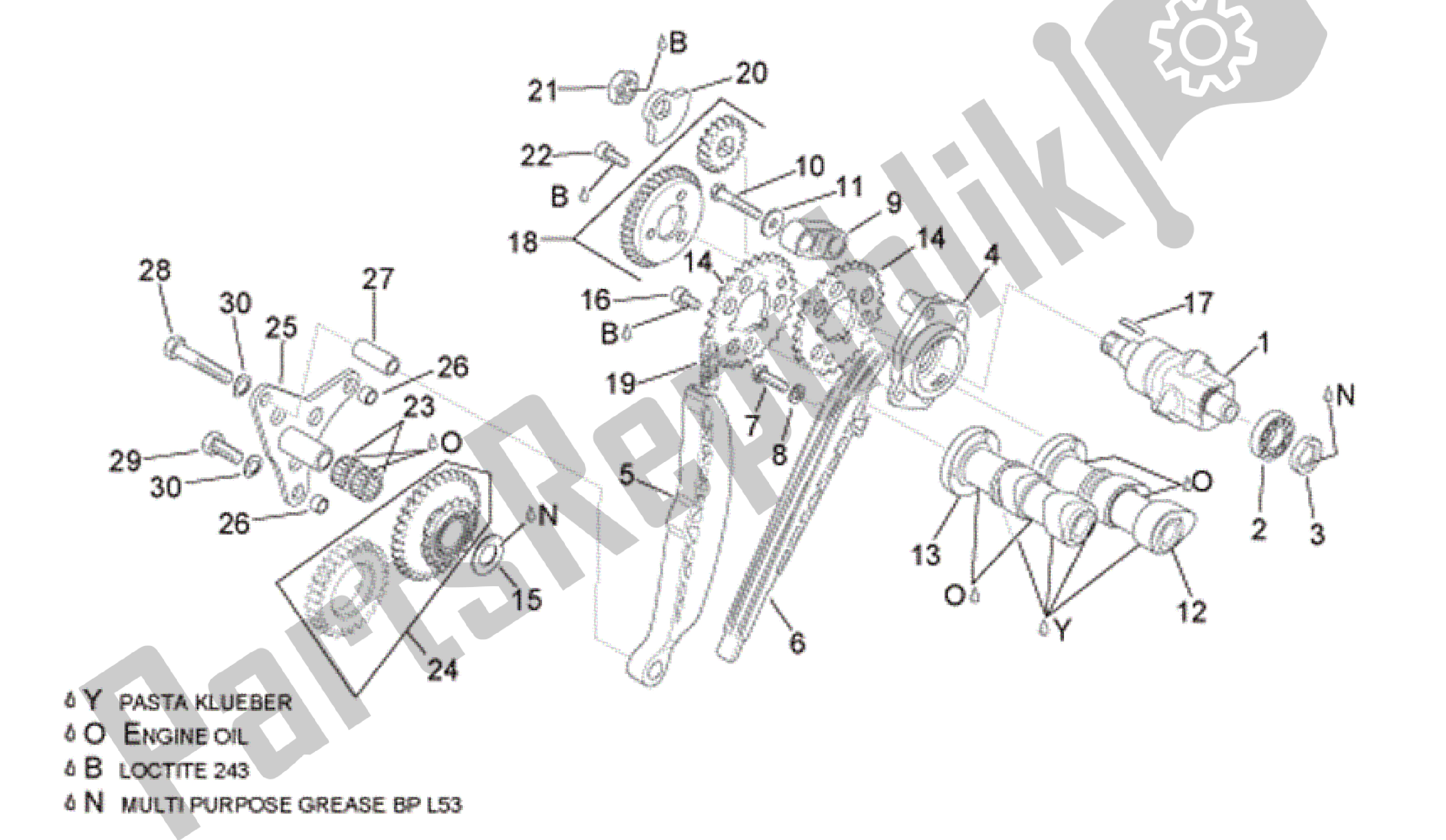 Todas las partes para Sistema De Sincronización Del Cilindro Trasero de Aprilia RSV Tuono R 3985 1000 2006 - 2009