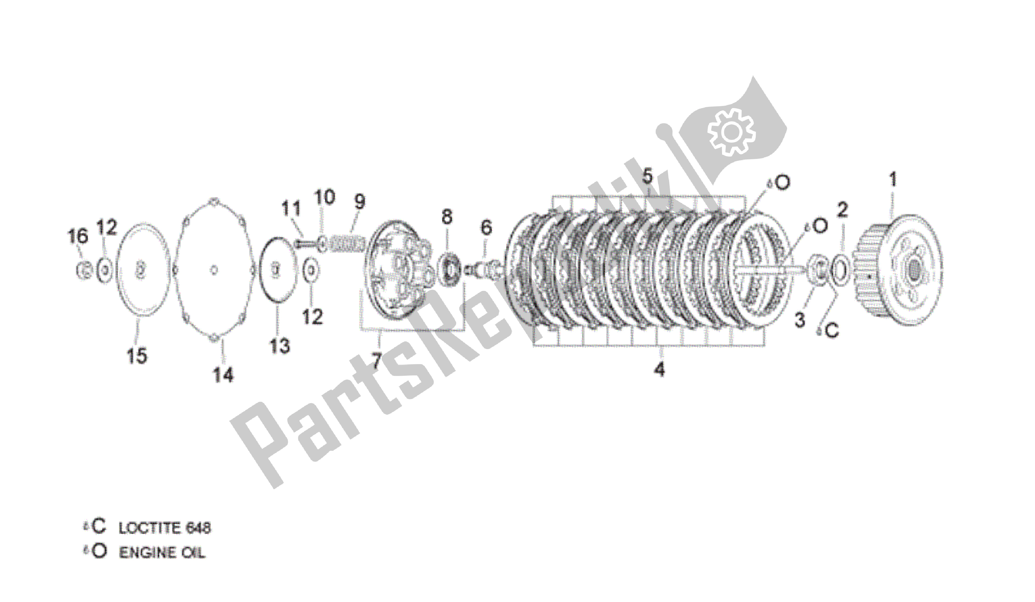 All parts for the Clutch I of the Aprilia RSV Tuono R 3985 1000 2006 - 2009