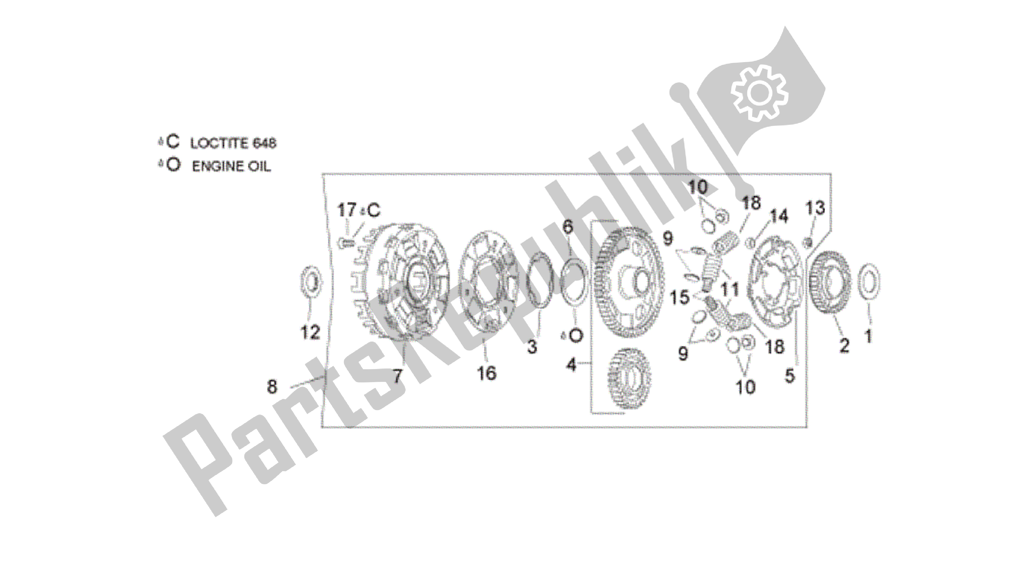All parts for the Clutch Ii of the Aprilia RSV Tuono R 3985 1000 2006 - 2009