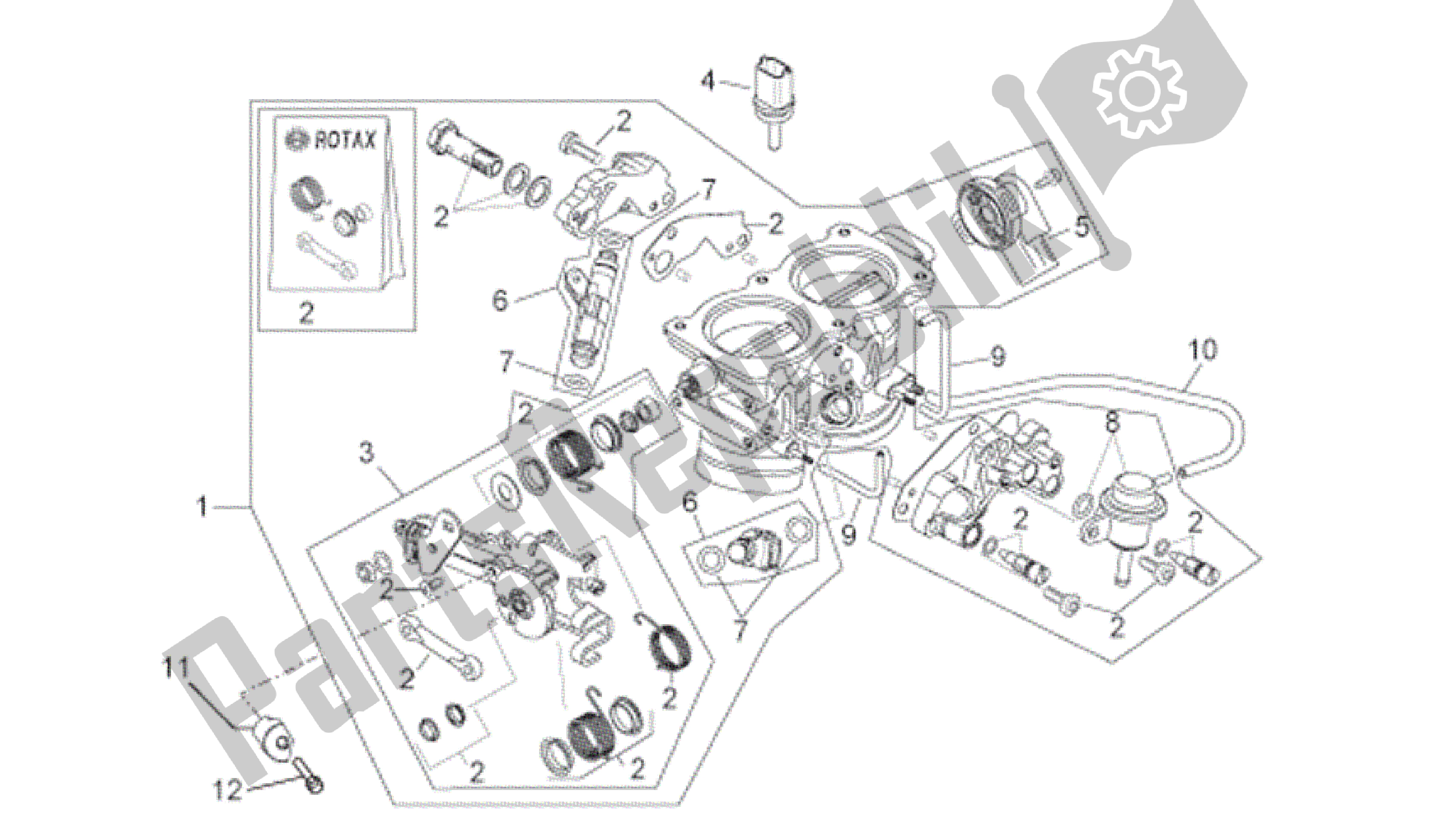 Alle onderdelen voor de Gasklephuis van de Aprilia RSV Tuono R 3985 1000 2006 - 2009
