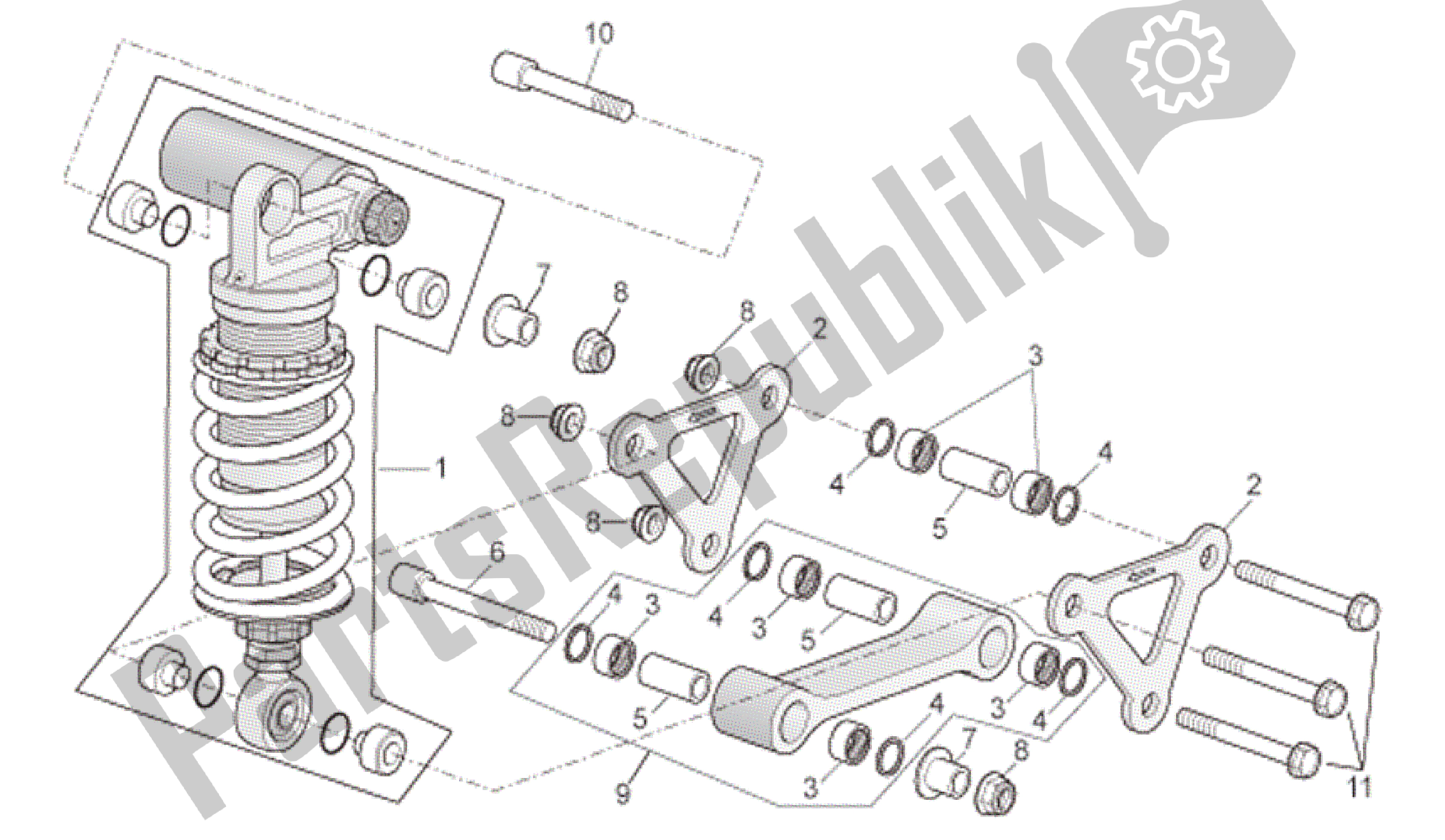 All parts for the Connecting Rod - Rear Shock Abs. Of the Aprilia RSV Tuono R 3985 1000 2006 - 2009