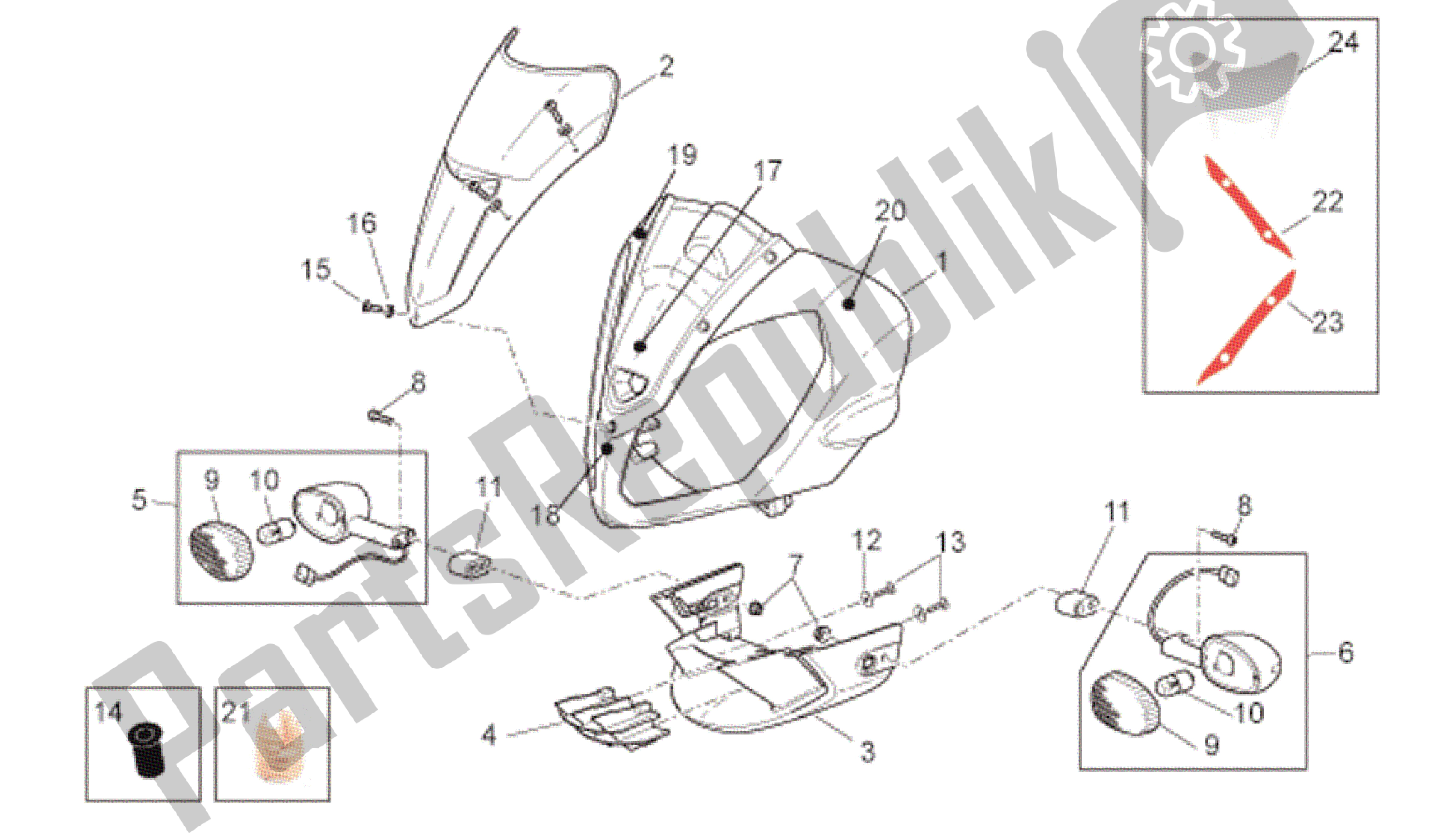 Alle Teile für das Frontkarosserie - Frontverkleidung des Aprilia RSV Tuono R 3985 1000 2006 - 2009