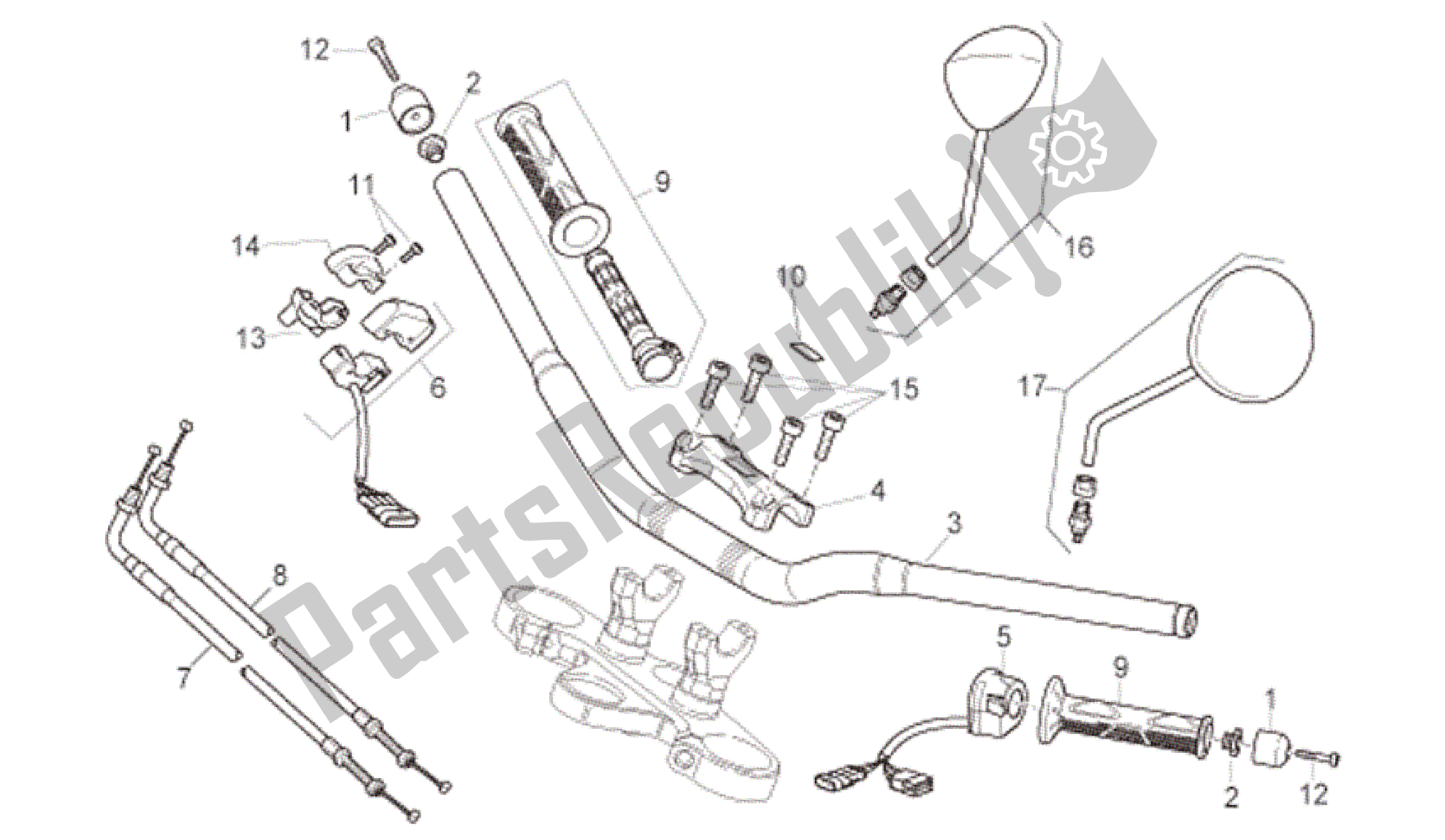 All parts for the Handlebar - Controls of the Aprilia RSV Tuono R 3985 1000 2006 - 2009