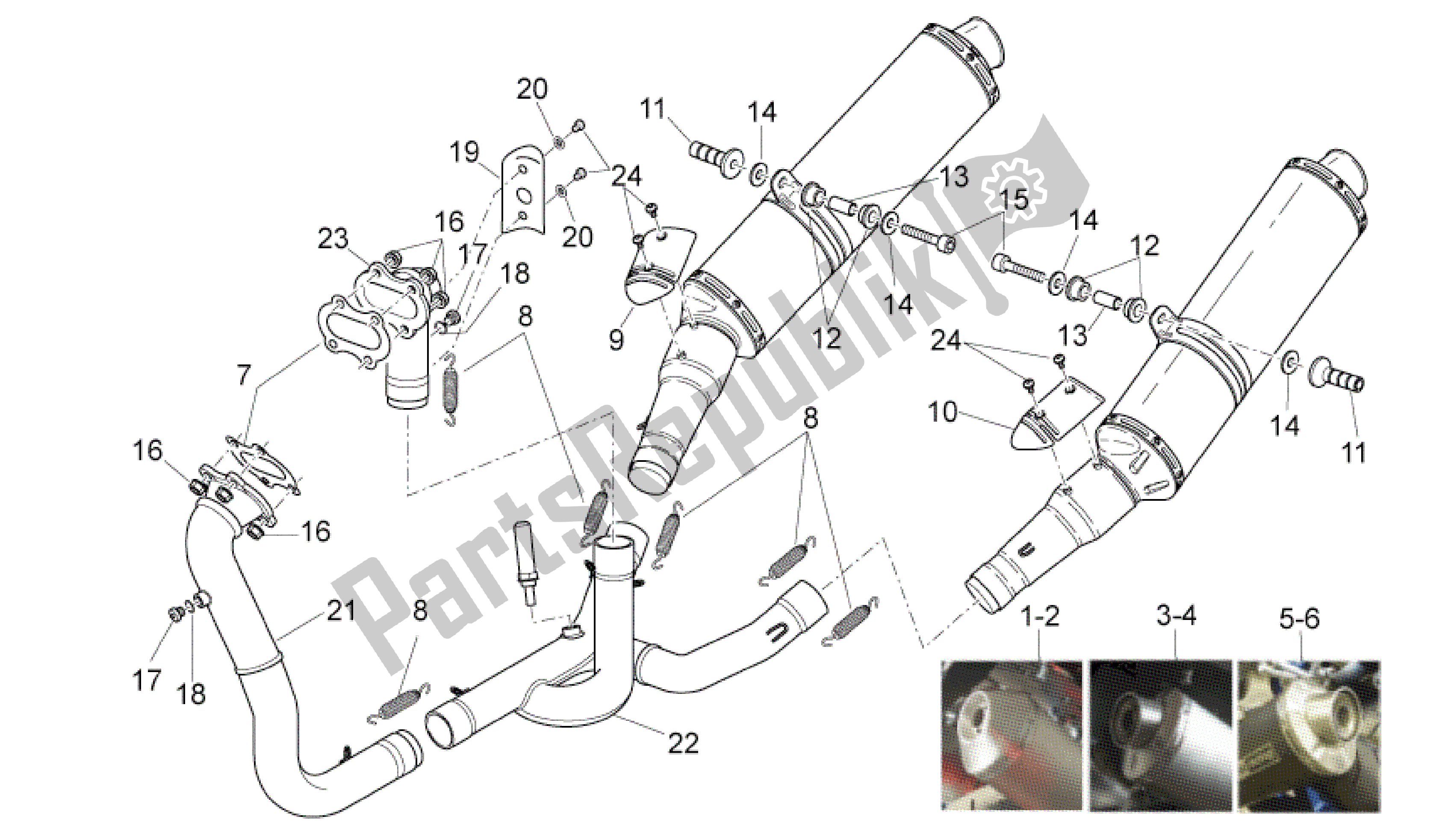 Todas as partes de Tubo De Escape do Aprilia RSV Tuono R 3985 1000 2006 - 2009