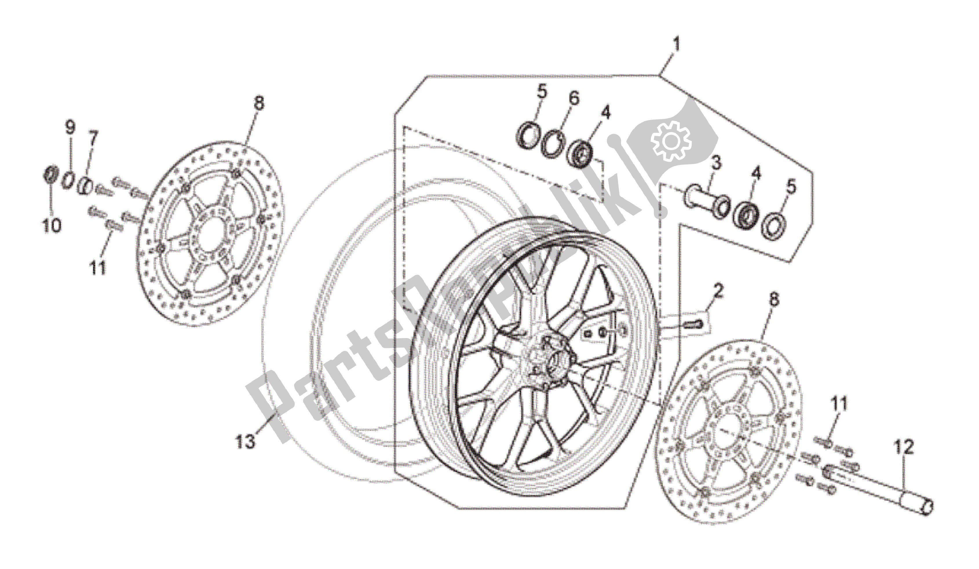 All parts for the Front Wheel R Version of the Aprilia RSV Tuono R 3985 1000 2006 - 2009