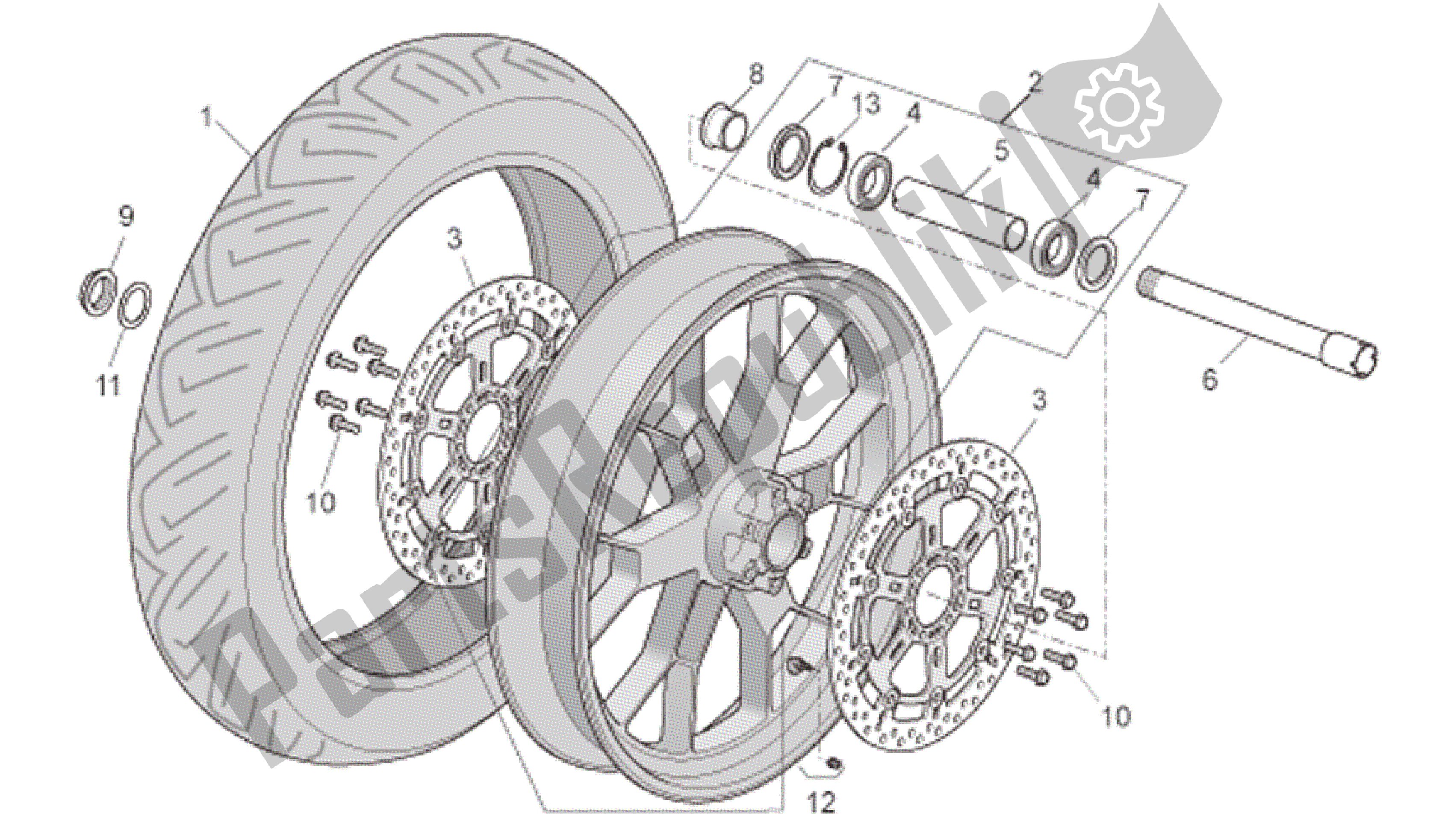 Toutes les pièces pour le Usine De Roue Avant du Aprilia RSV Tuono R 3985 1000 2006 - 2009