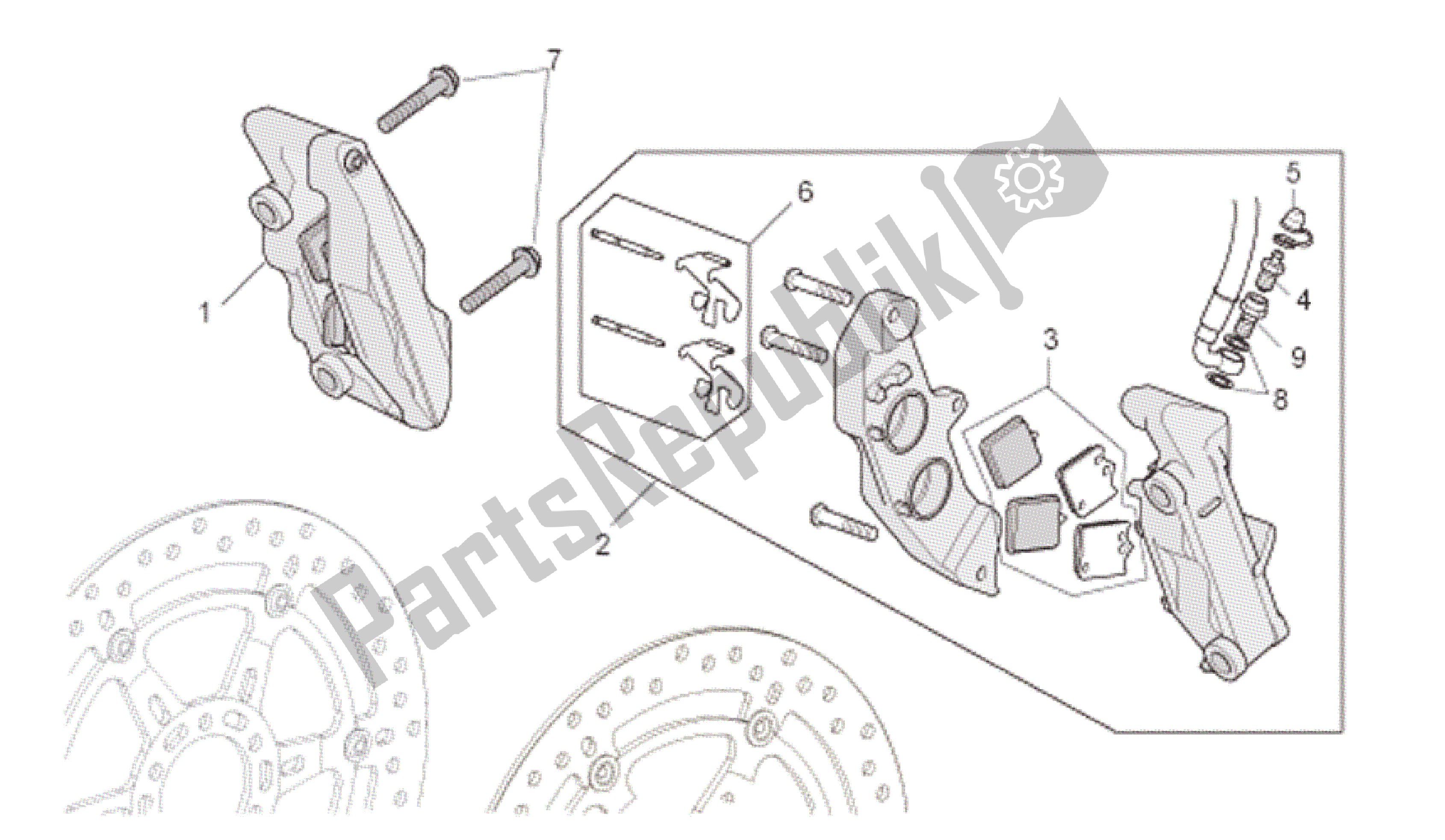 All parts for the Front Brake Caliper I of the Aprilia RSV Tuono R 3985 1000 2006 - 2009