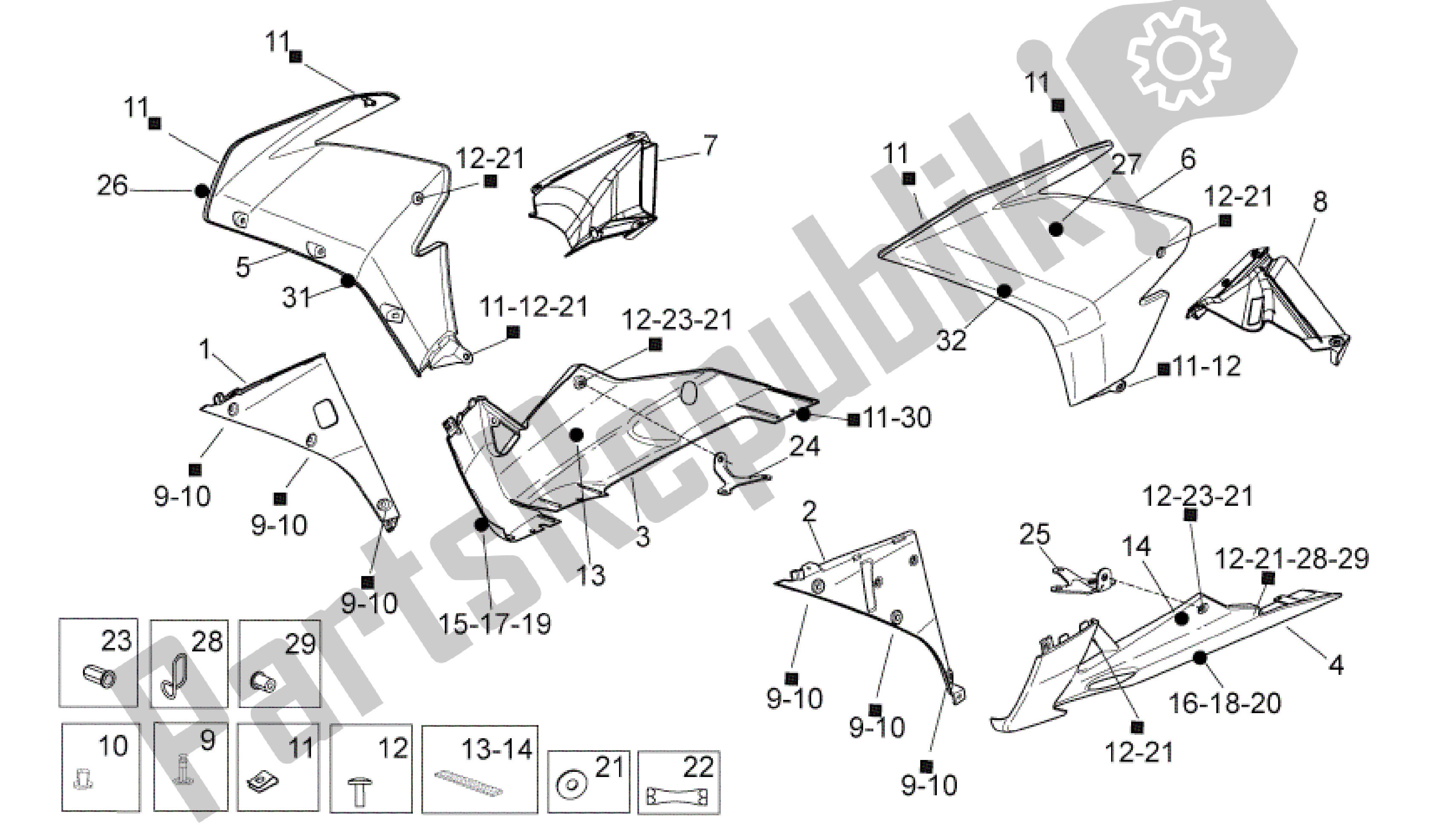 All parts for the Front Body Ii of the Aprilia RSV4 Aprc Factory ABS 3986 1000 2013