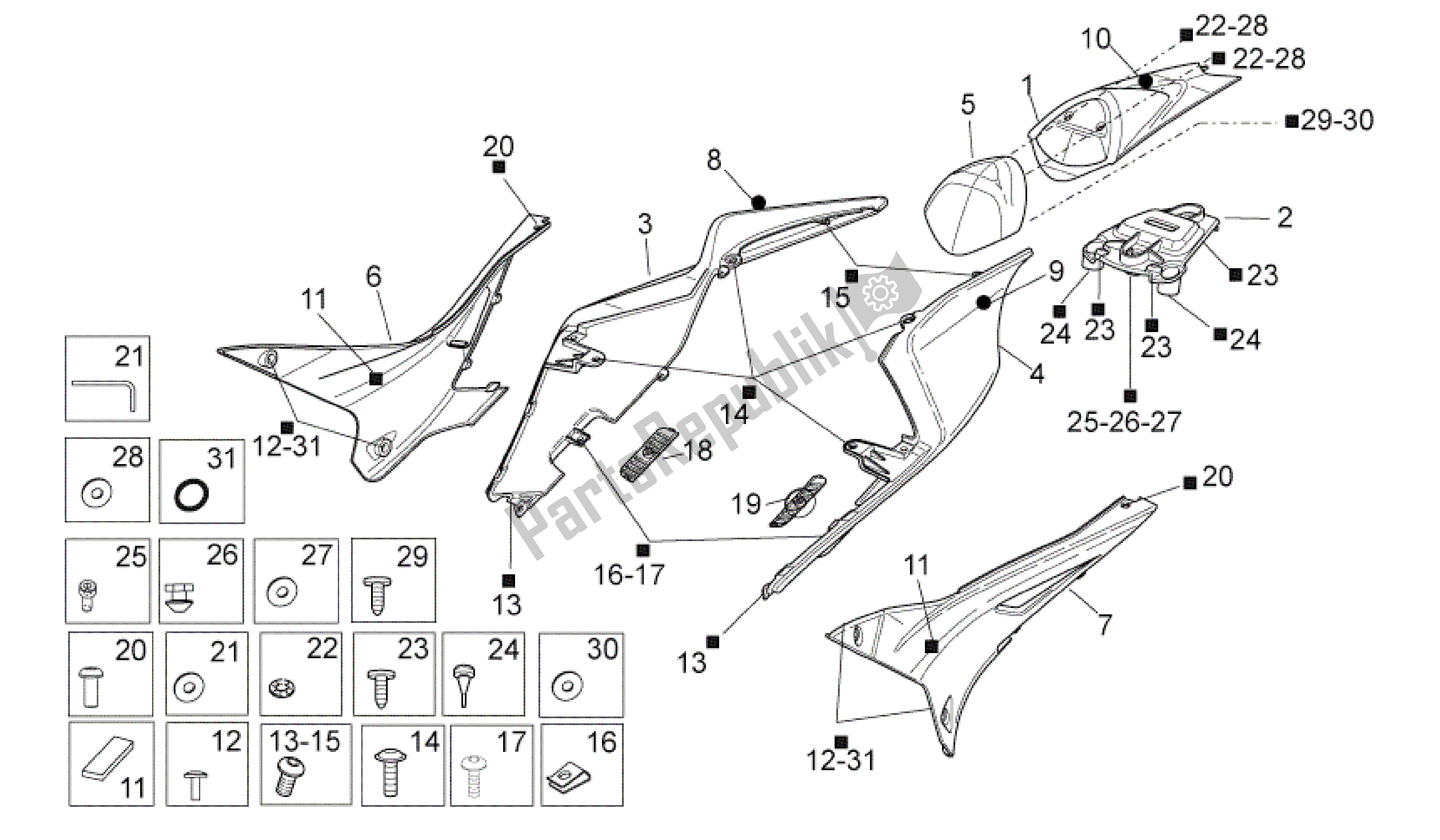 Todas as partes de Corpo Traseiro Eu do Aprilia RSV4 Aprc Factory ABS 3986 1000 2013