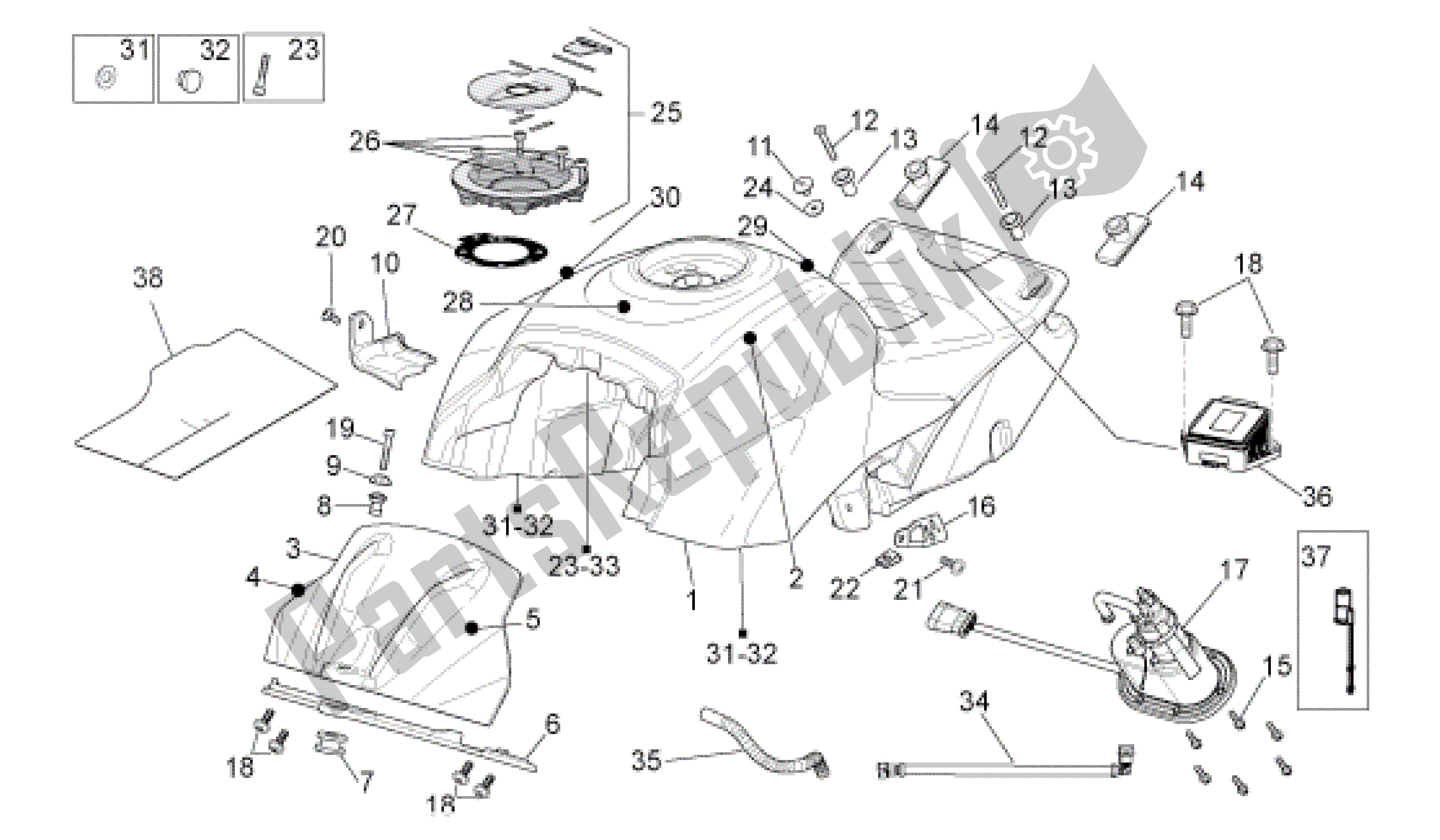Alle onderdelen voor de Benzinetank van de Aprilia RSV4 Aprc Factory ABS 3986 1000 2013