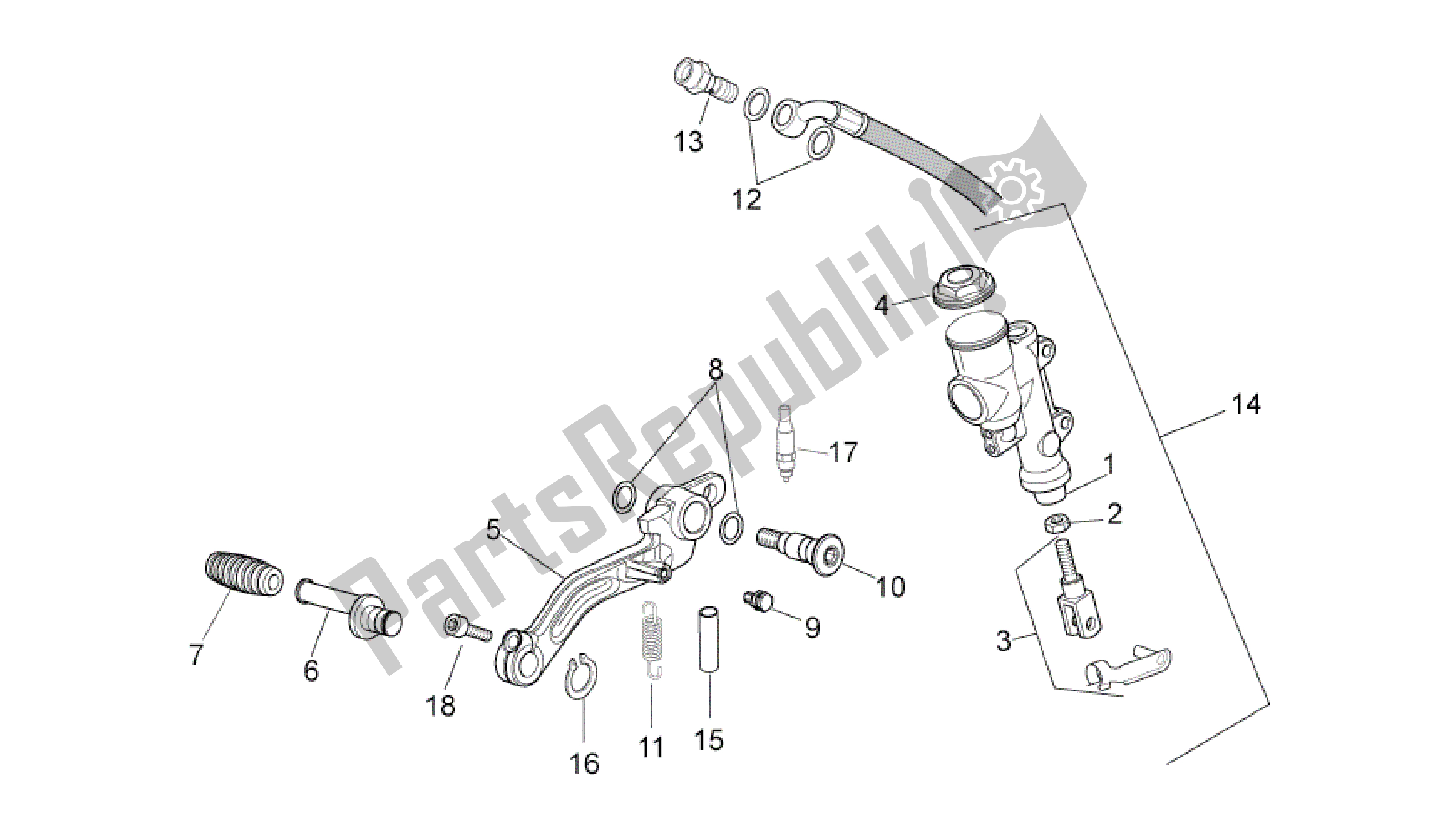 Alle onderdelen voor de Achterste Hoofdcilinder van de Aprilia RSV4 Aprc Factory ABS 3986 1000 2013