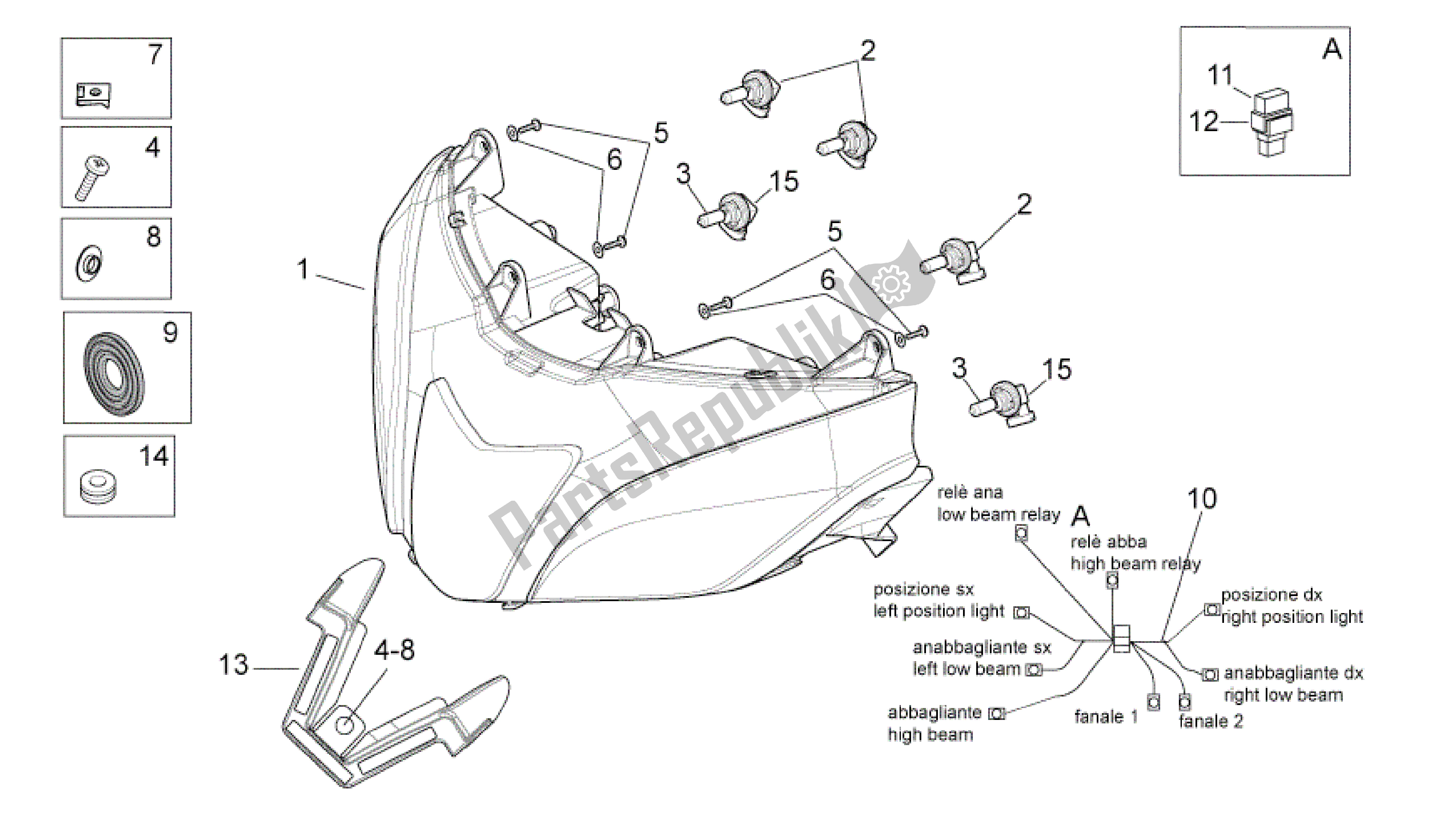 Tutte le parti per il Faro del Aprilia RSV4 Aprc Factory ABS 3986 1000 2013