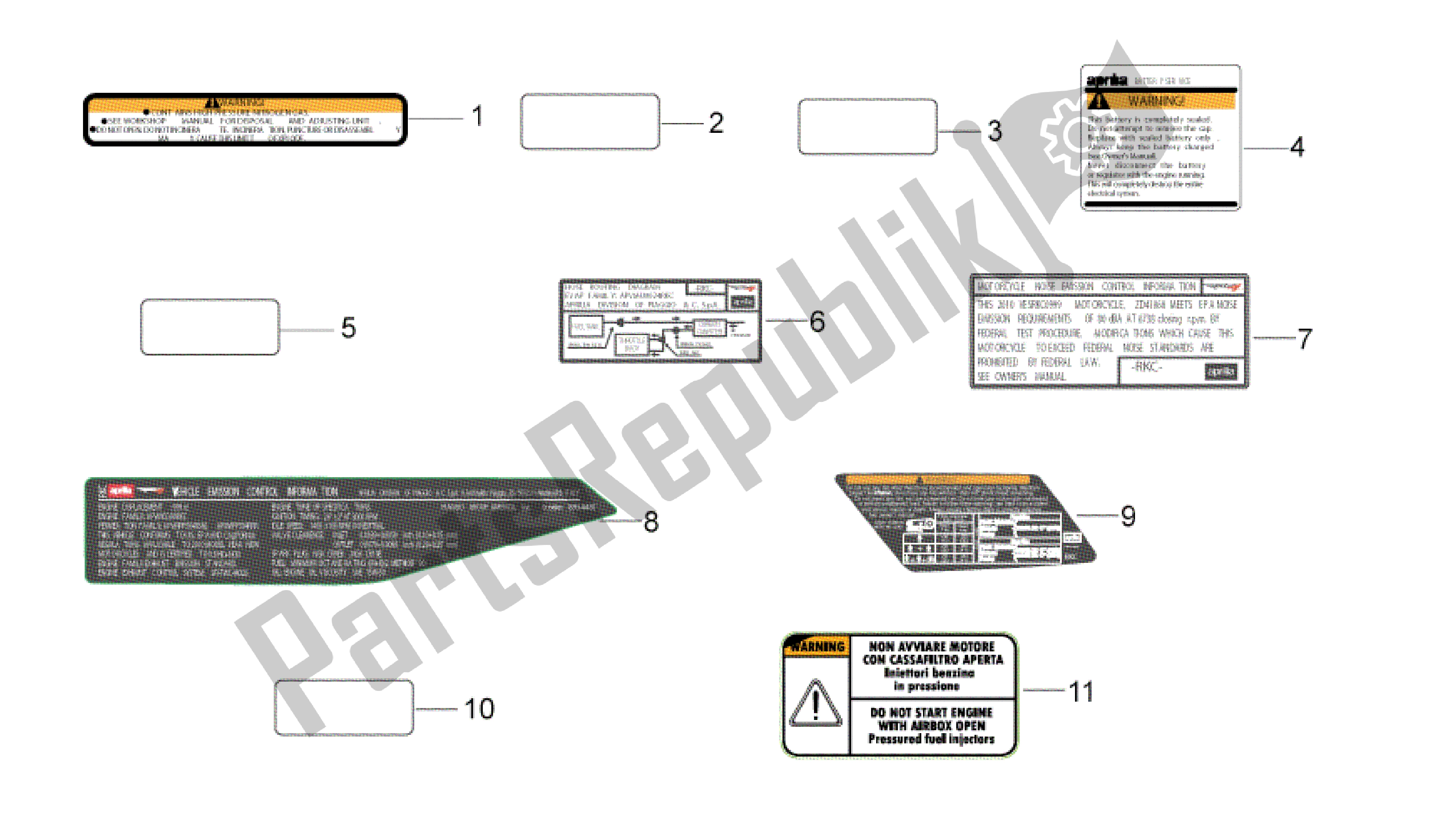 Alle onderdelen voor de Plaat Set En Sticker van de Aprilia RSV4 Aprc Factory ABS 3986 1000 2013