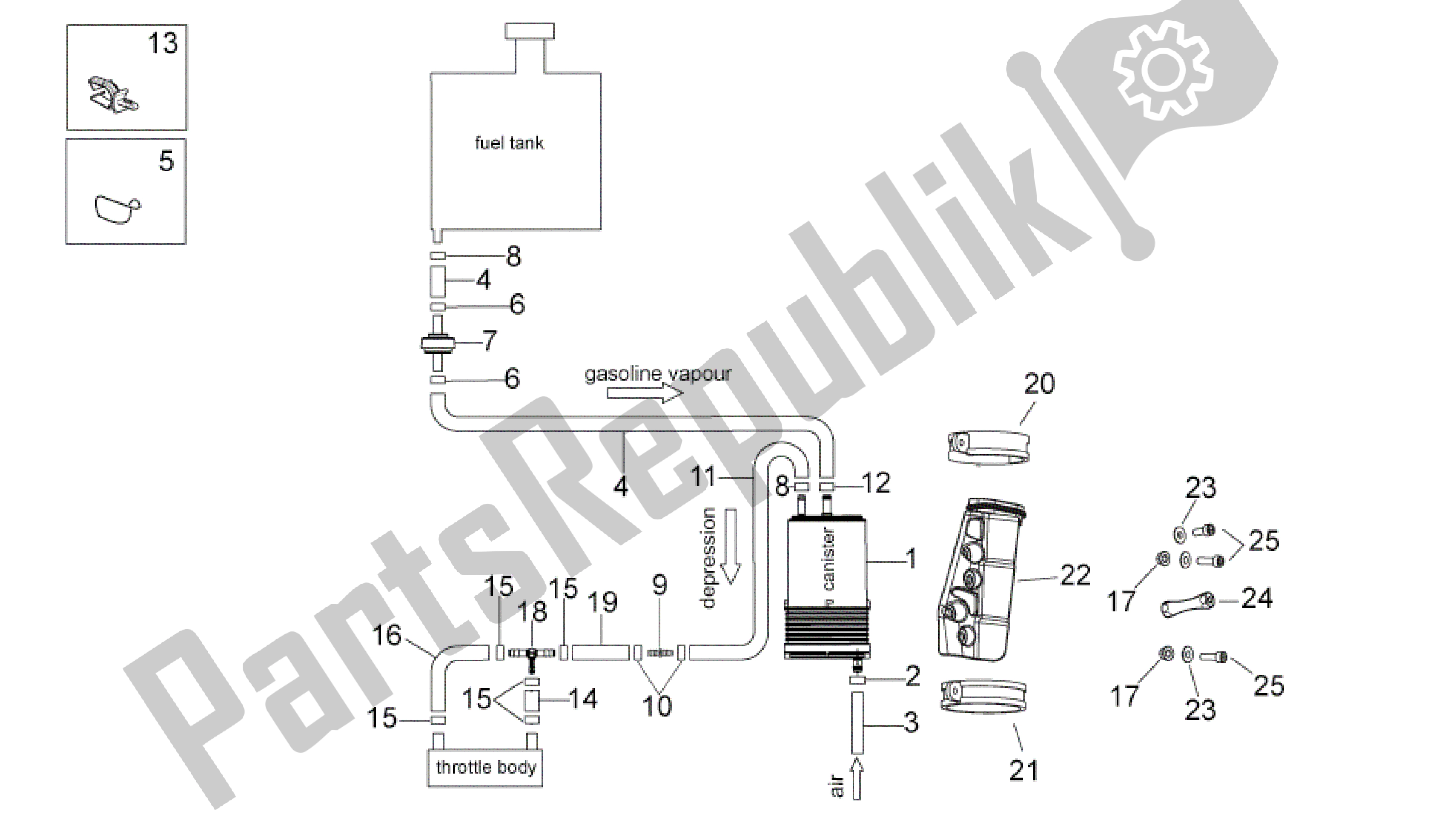 Todas las partes para Sistema De Recuperación De Vapor De Combustible de Aprilia RSV4 Aprc Factory ABS 3986 1000 2013