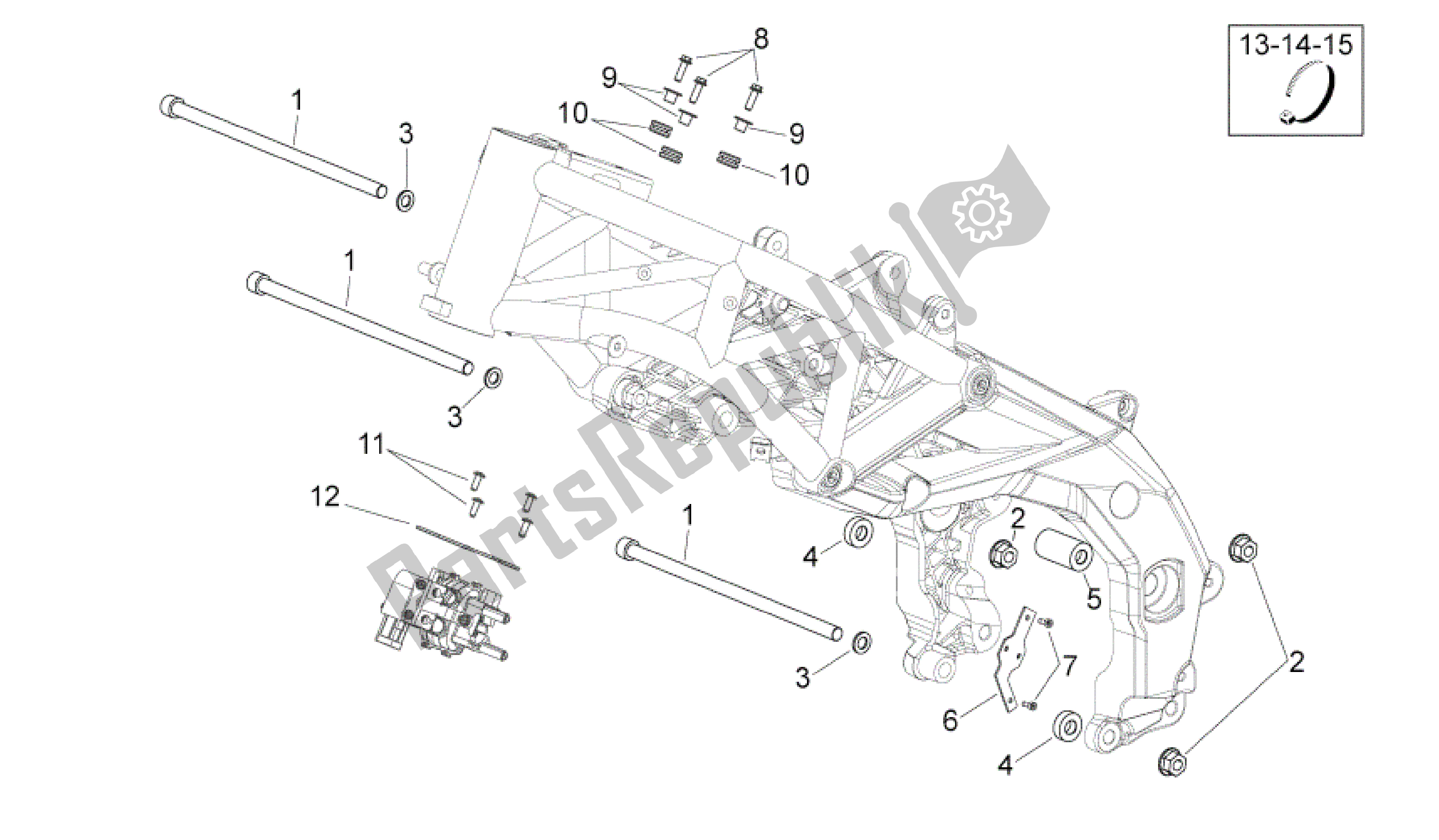 All parts for the Frame Ii of the Aprilia Shiver 750 2007 - 2009