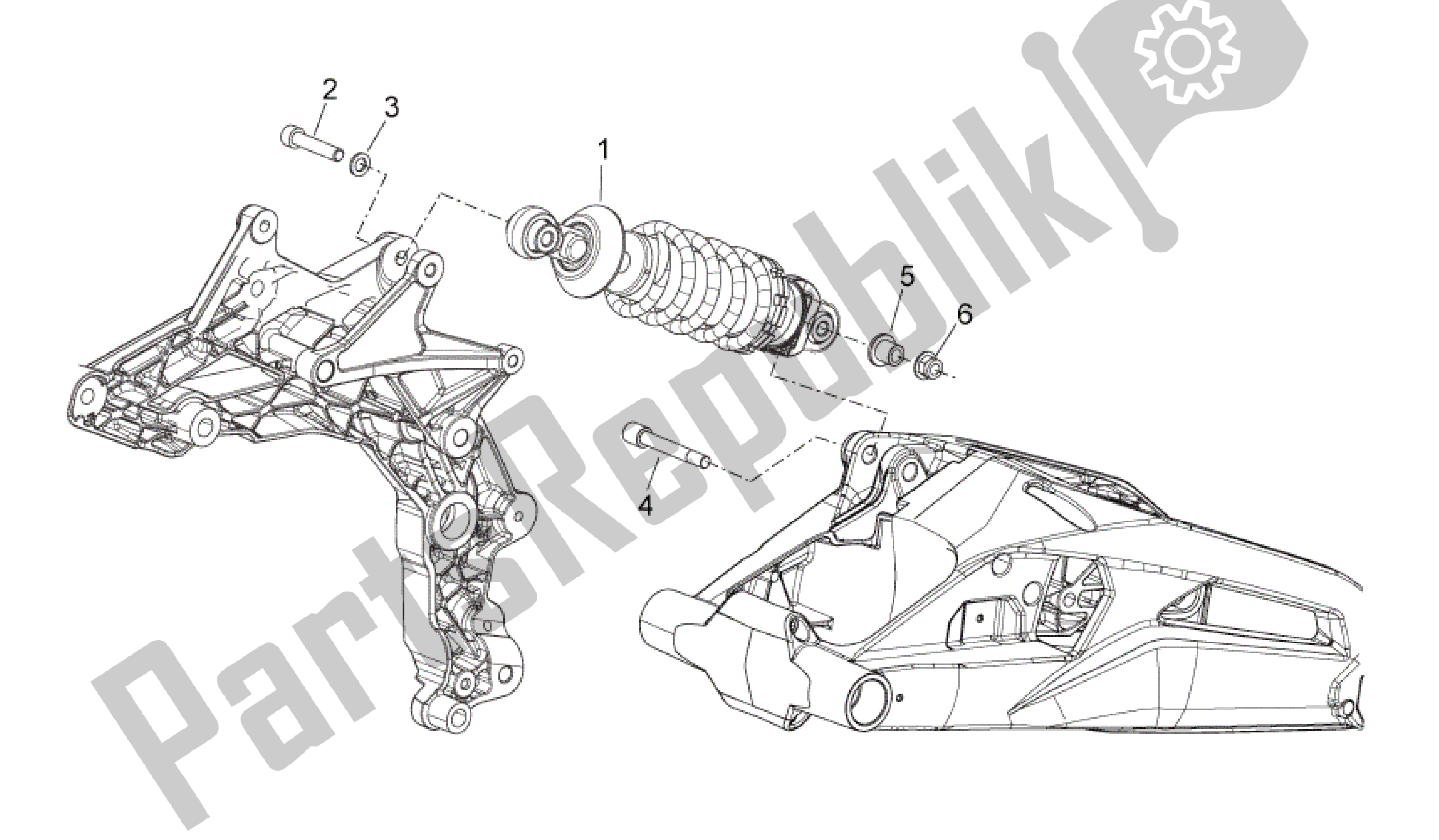 All parts for the Rear Shock Absorber of the Aprilia Shiver 750 2007 - 2009