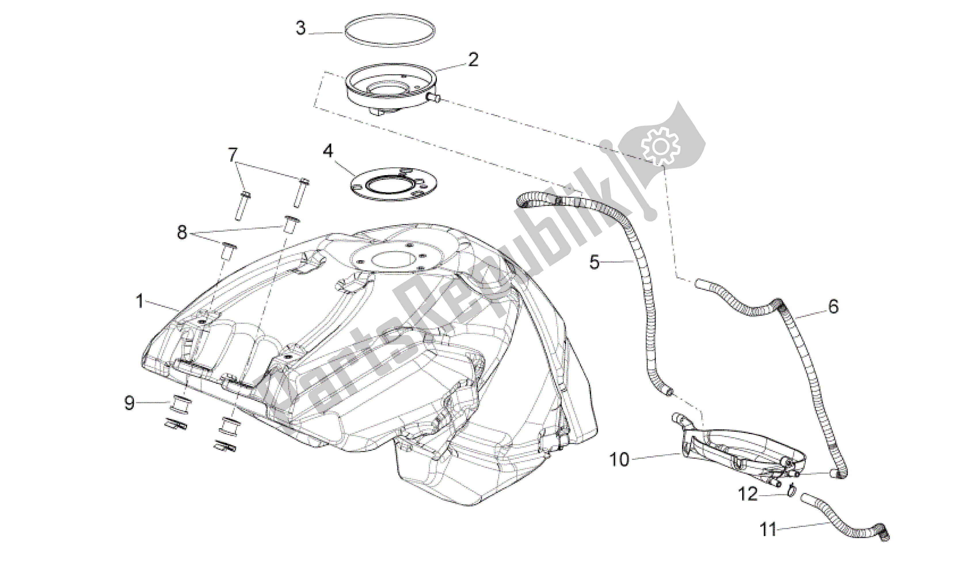 All parts for the Fuel Tank of the Aprilia Shiver 750 2007 - 2009