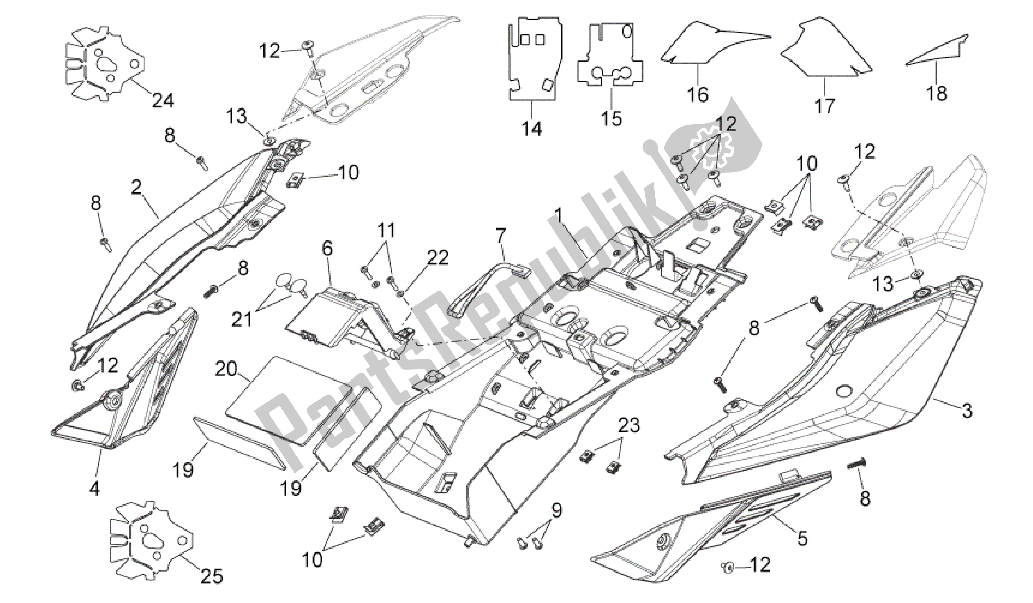 Tutte le parti per il Corpo Posteriore I del Aprilia Shiver 750 2007 - 2009