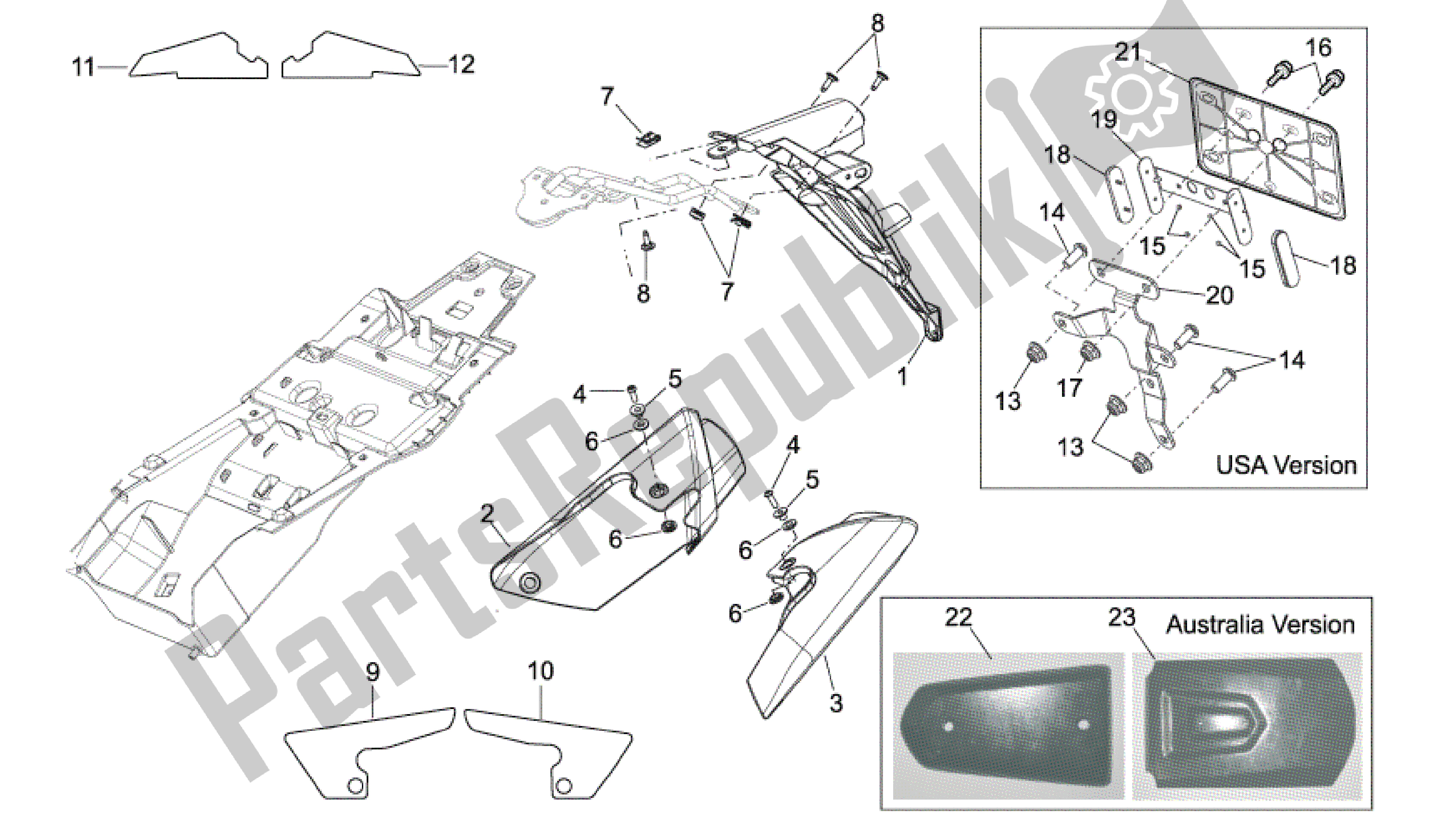 Alle Teile für das Hinterer Körper Iii des Aprilia Shiver 750 2007 - 2009