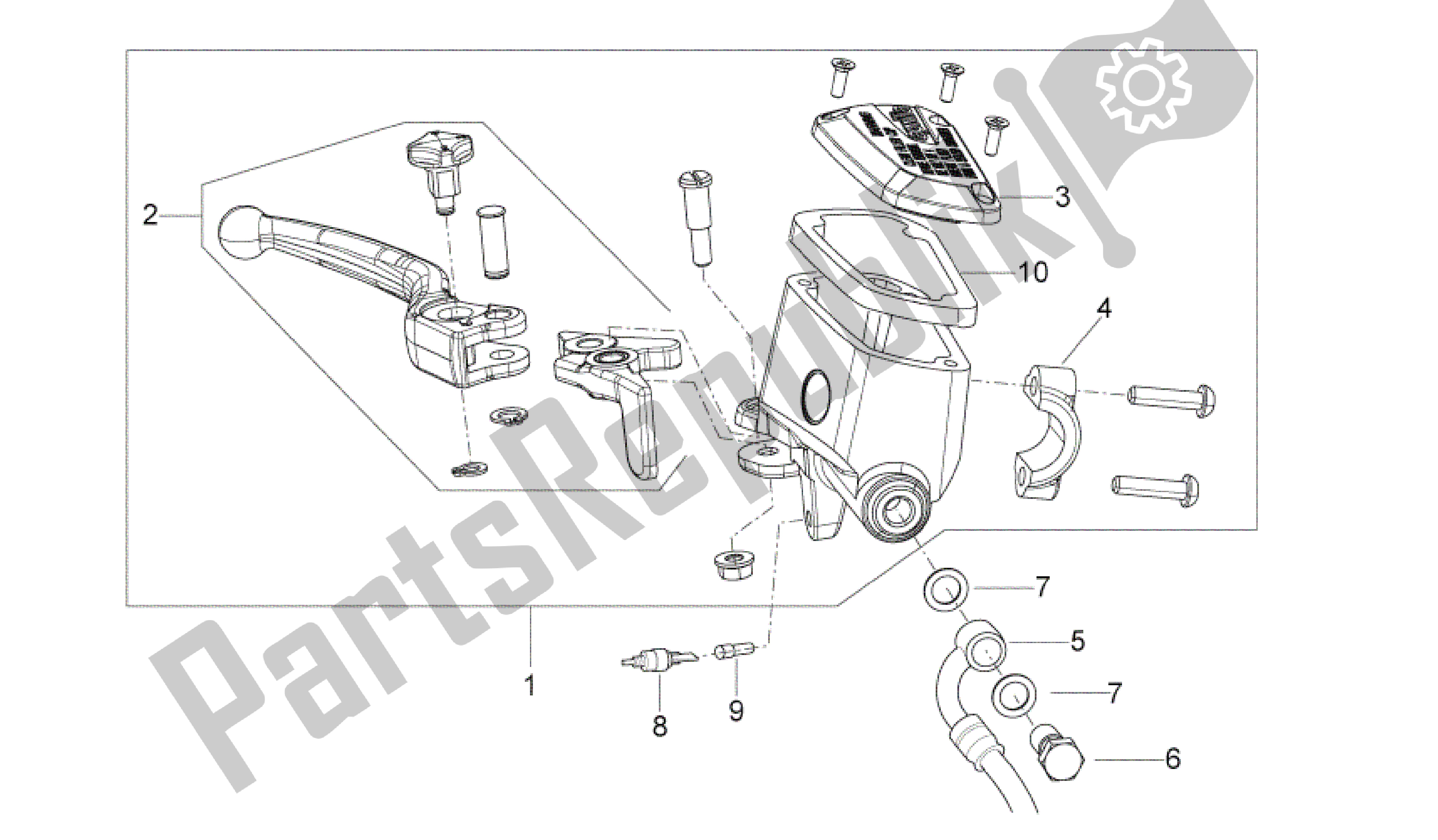 Alle onderdelen voor de Voorste Hoofdcilinder van de Aprilia Shiver 750 2007 - 2009