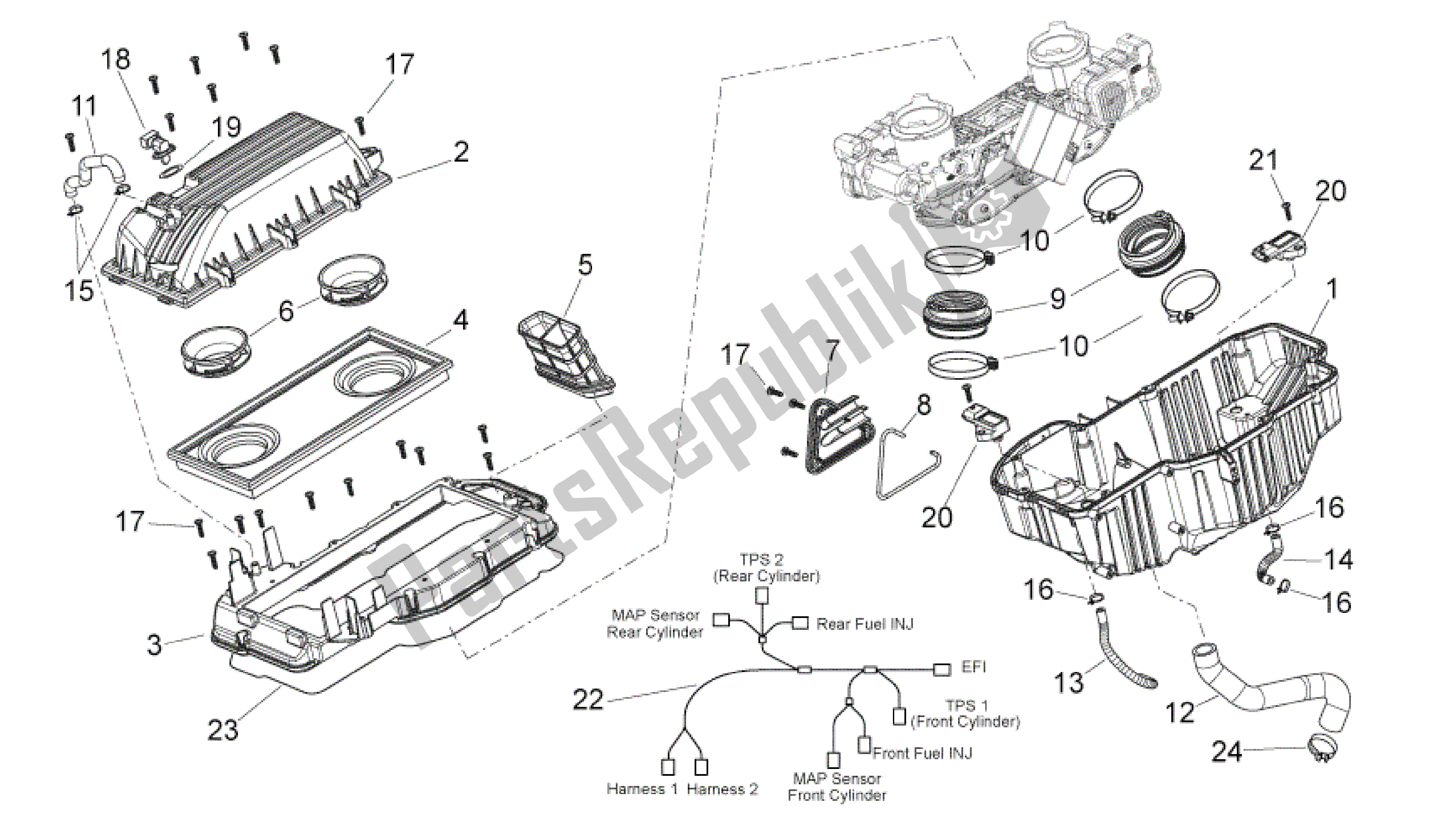 Todas las partes para Caja De Aire de Aprilia Shiver 750 2007 - 2009