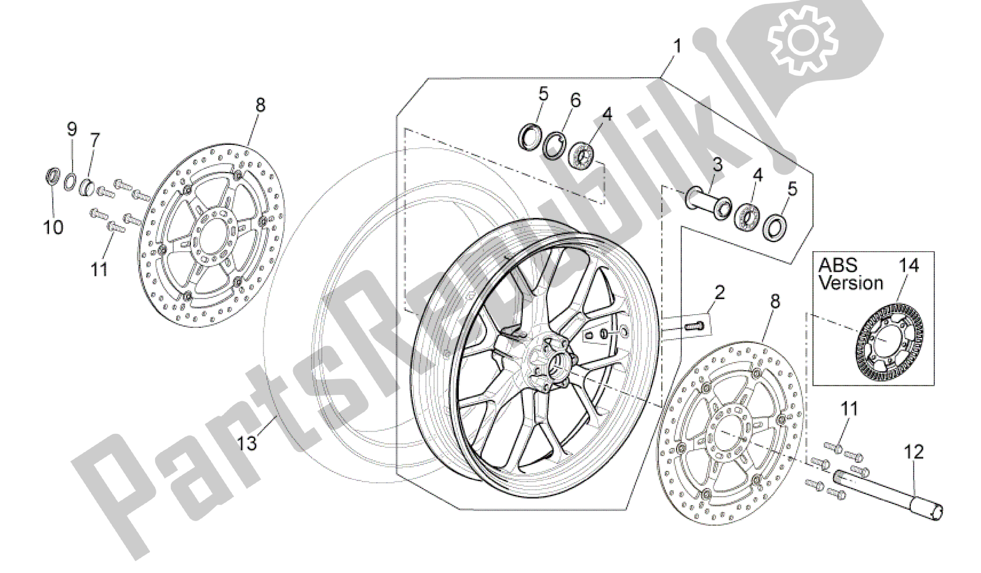 Tutte le parti per il Ruota Anteriore del Aprilia Shiver 750 2007 - 2009