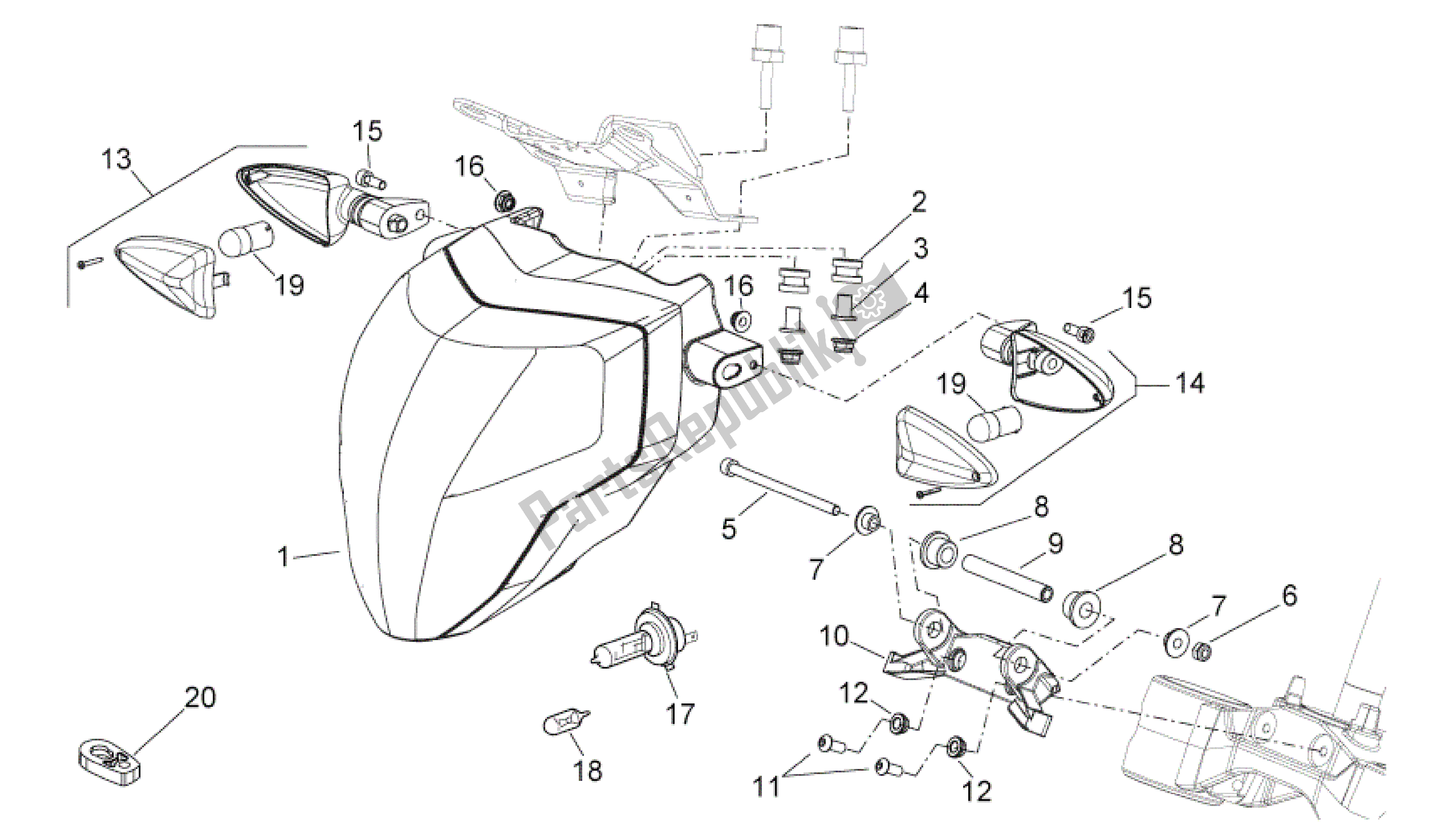 Todas las partes para Luces Delanteras de Aprilia Shiver 750 2007 - 2009