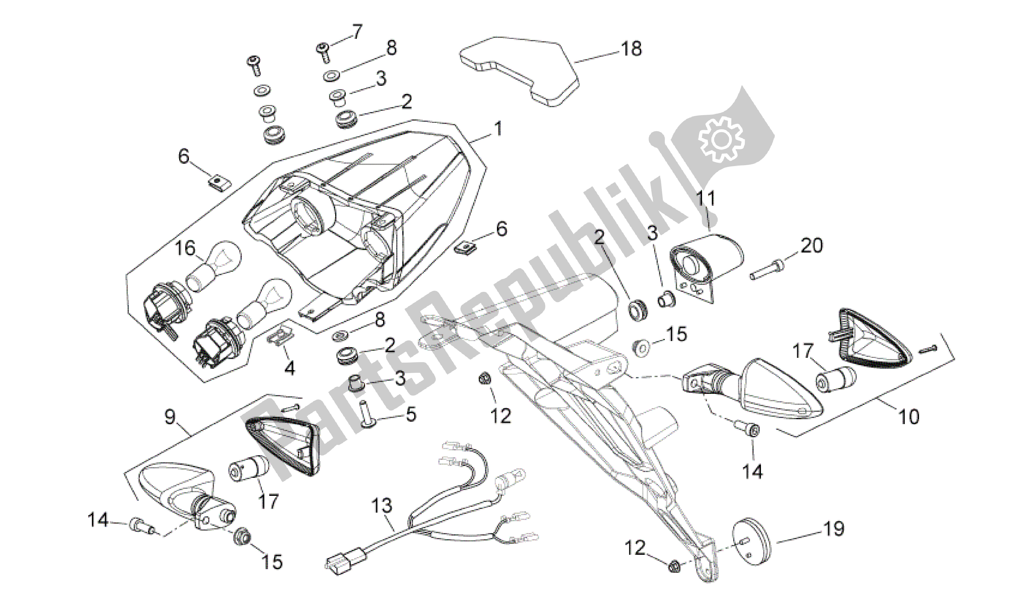 Toutes les pièces pour le Feux Arrière du Aprilia Shiver 750 2007 - 2009