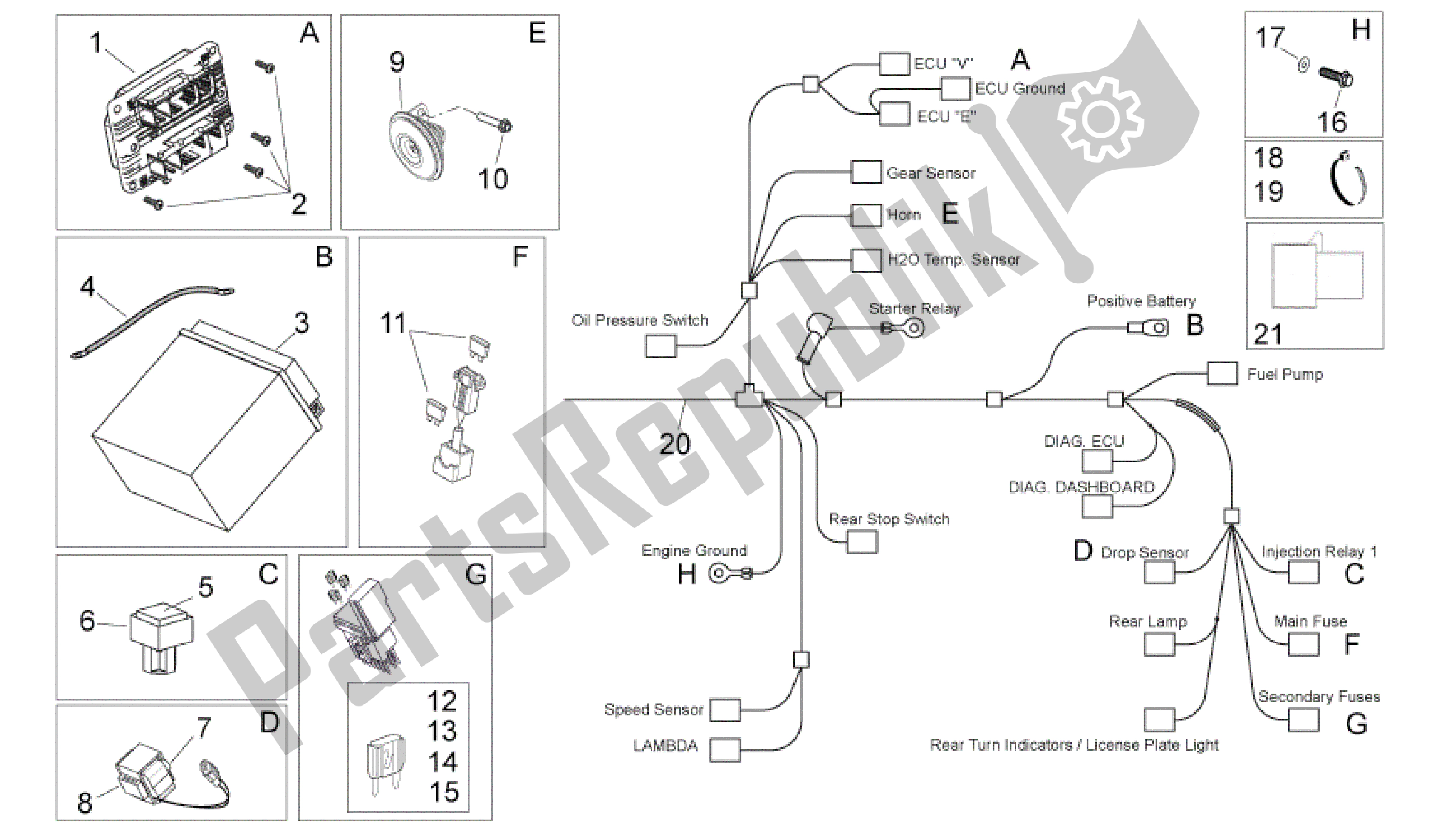 Alle Teile für das Elektrisches System Ii des Aprilia Shiver 750 2007 - 2009