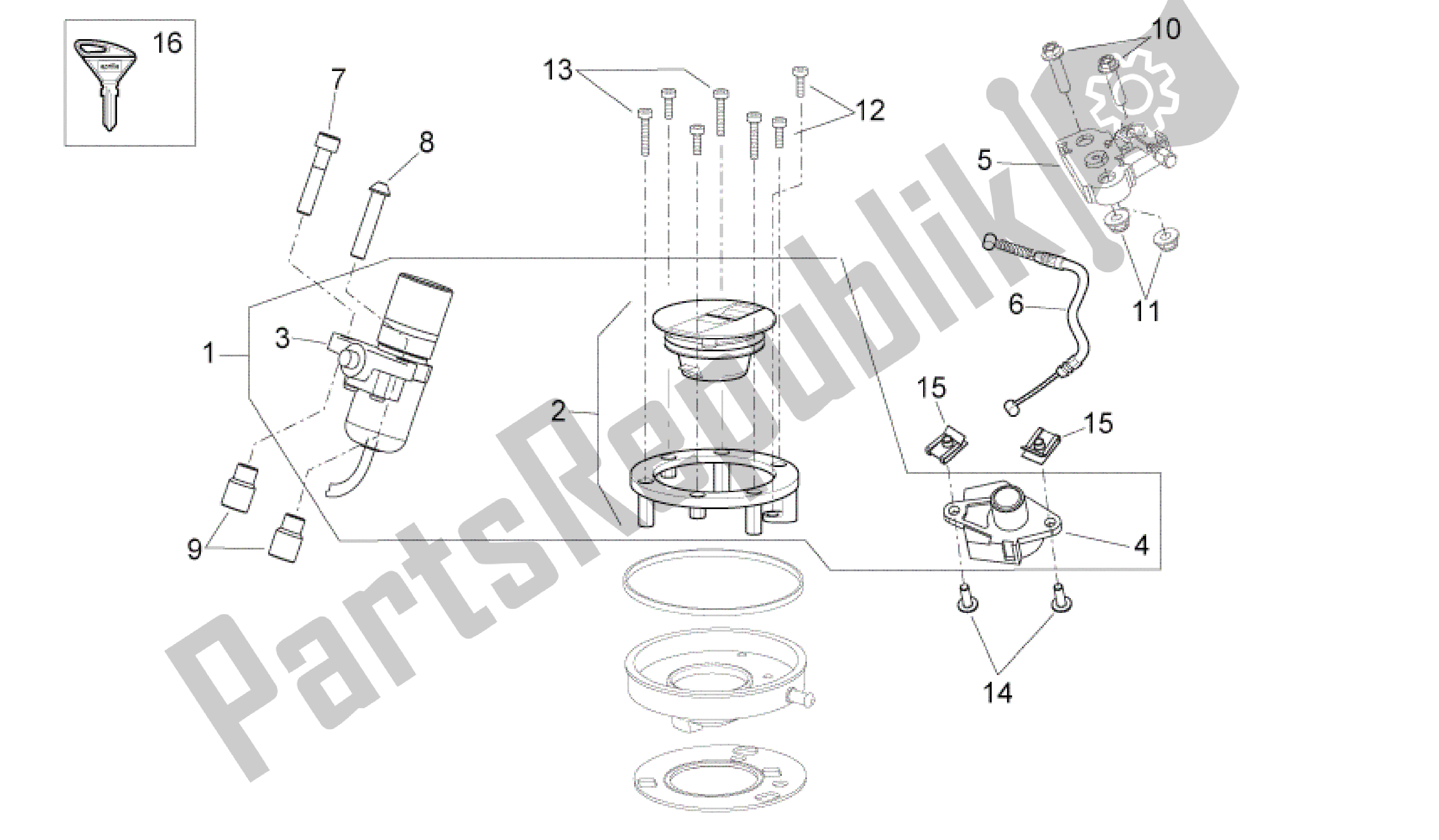 Wszystkie części do Zestaw Oku? Do Zamka Aprilia Shiver 750 2007 - 2009