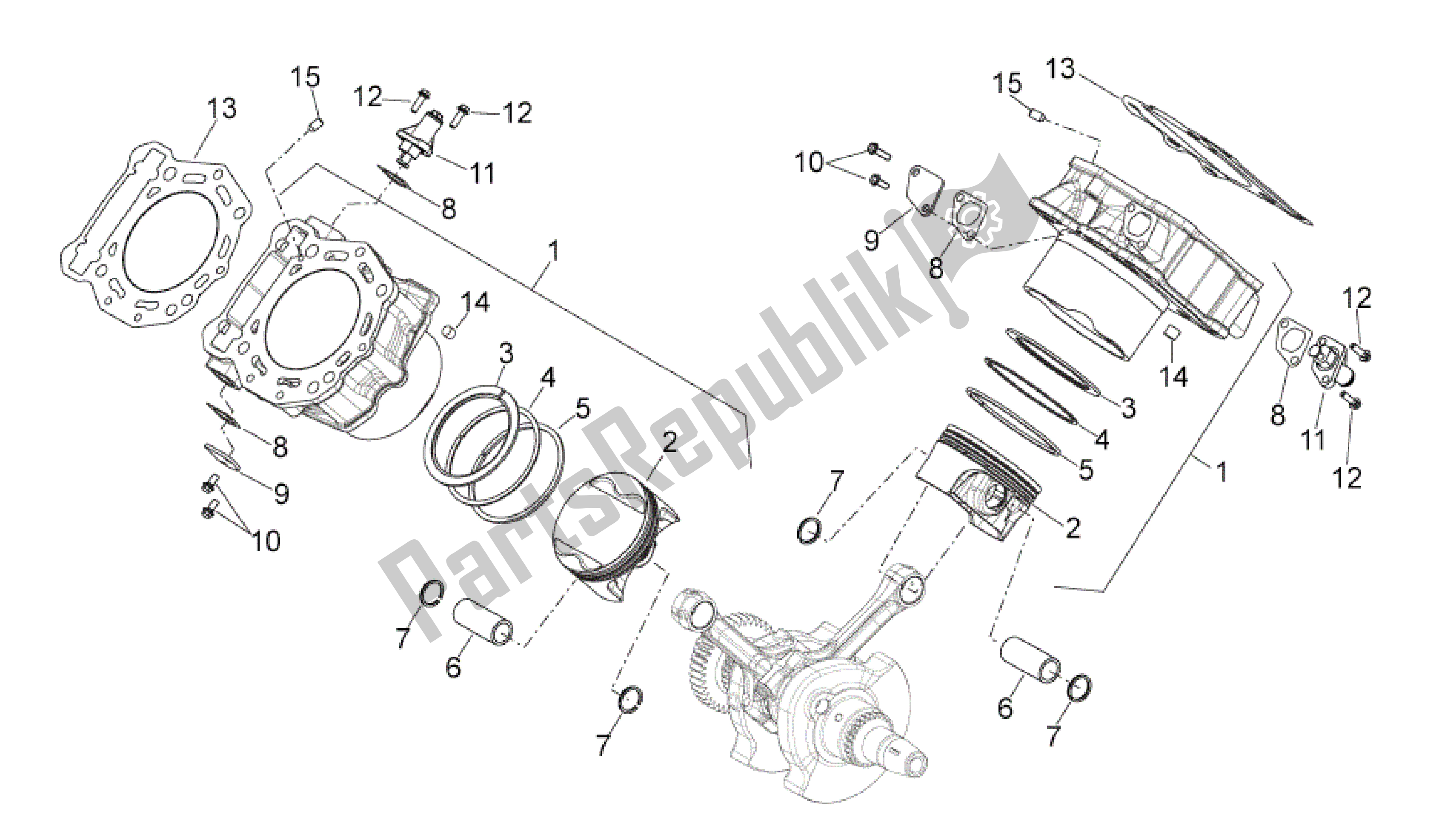 Toutes les pièces pour le Cylindre Avec Piston du Aprilia Shiver 750 2007 - 2009