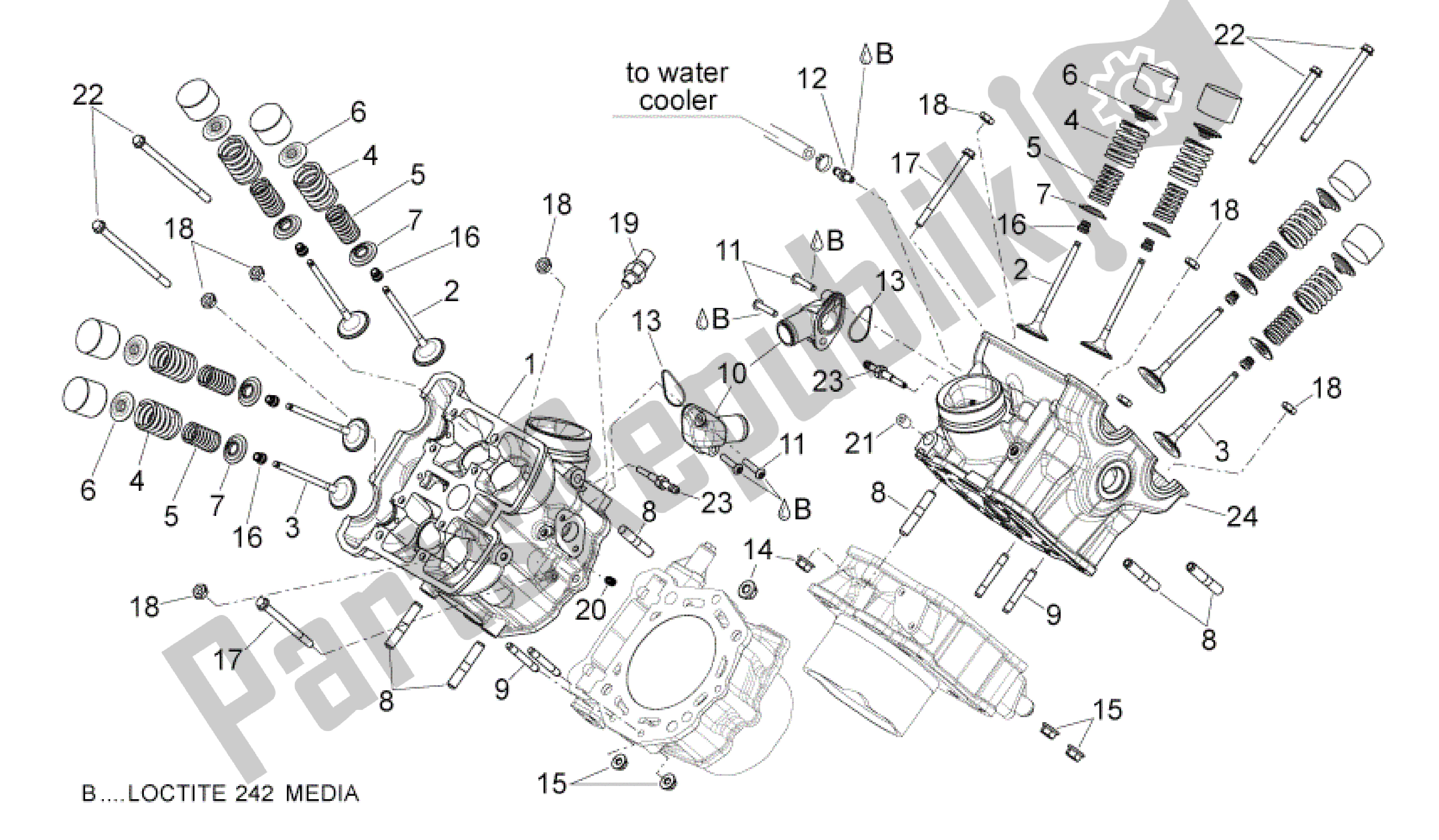 Wszystkie części do G? Owica Cylindra - Zawory Aprilia Shiver 750 2007 - 2009