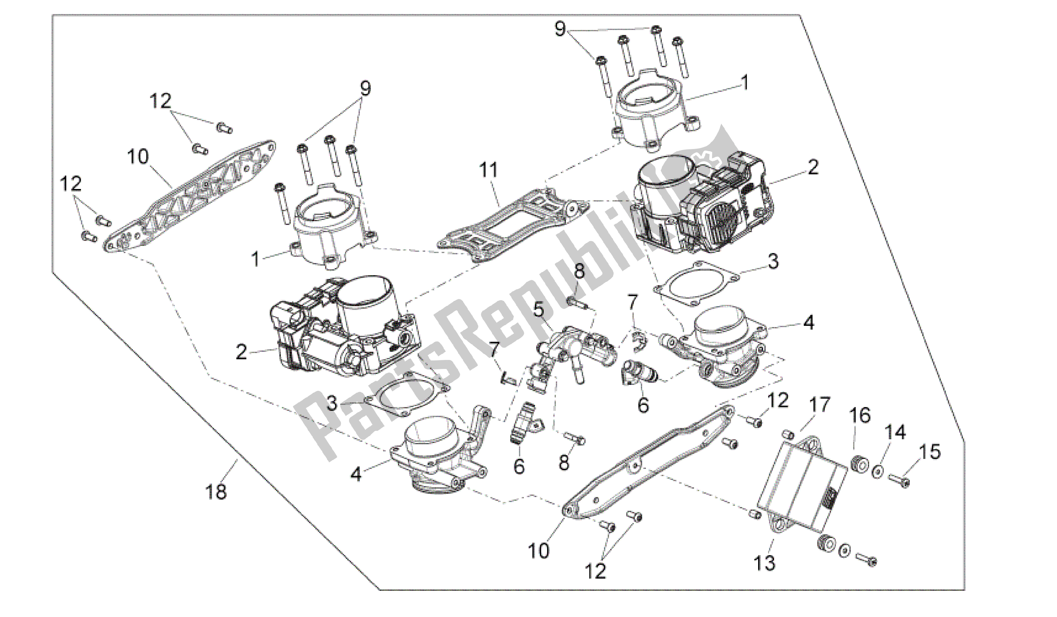 Tutte le parti per il Corpo Farfallato del Aprilia Shiver 750 2007 - 2009