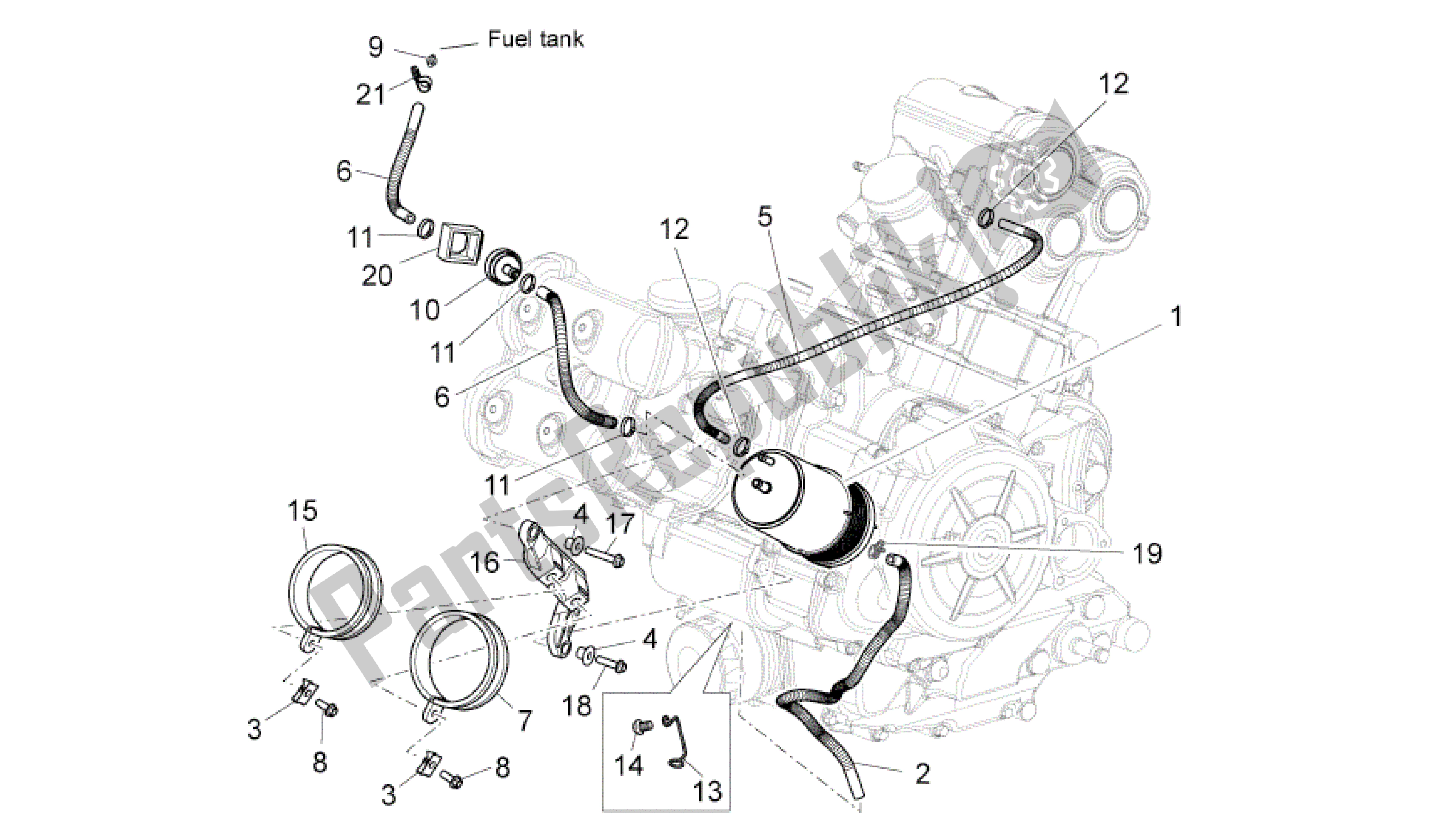 Tutte le parti per il Sistema Di Recupero Del Vapore Di Combustibile del Aprilia Shiver 750 2007 - 2009