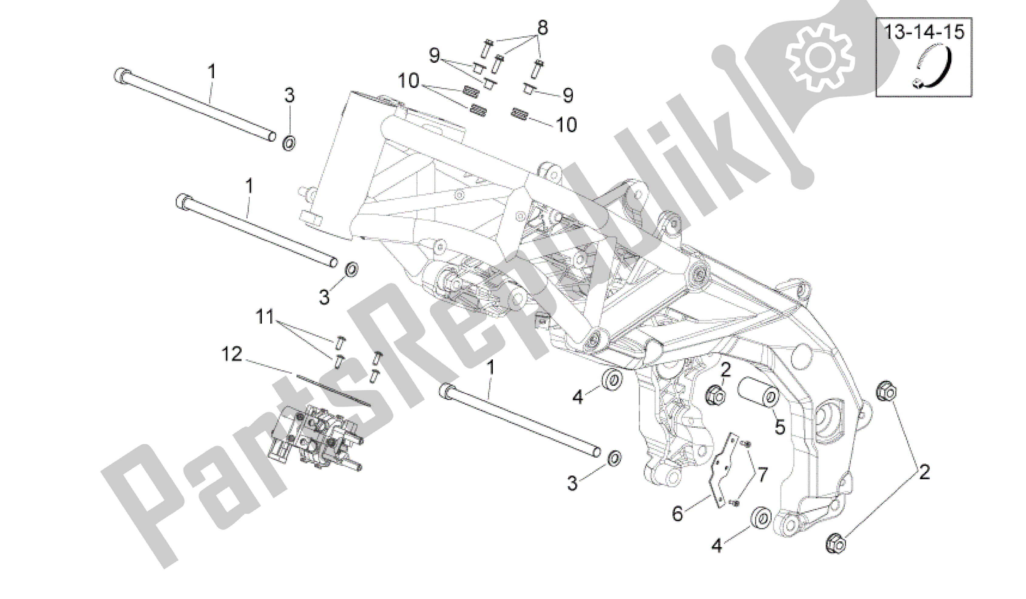 All parts for the Frame Ii of the Aprilia Shiver 750 2007 - 2009